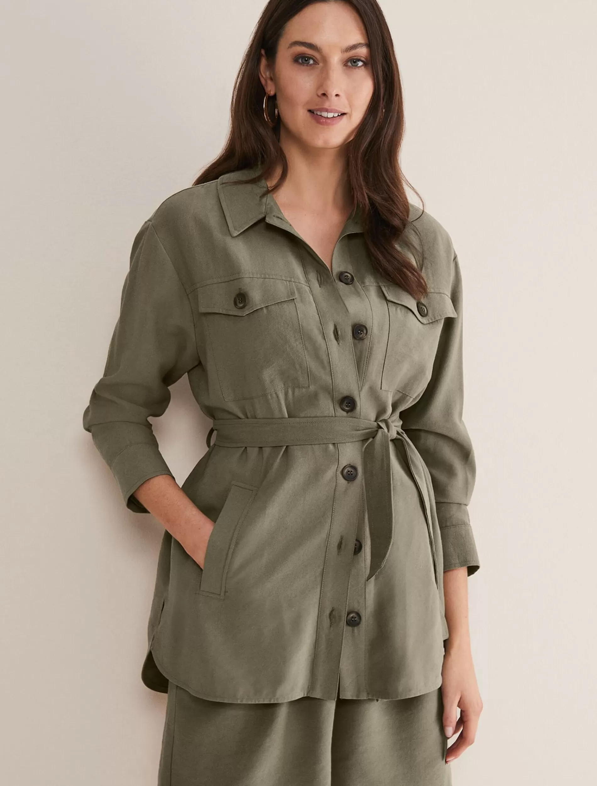 Phase Eight Leonar Co-Ord Shacket Khaki Hot