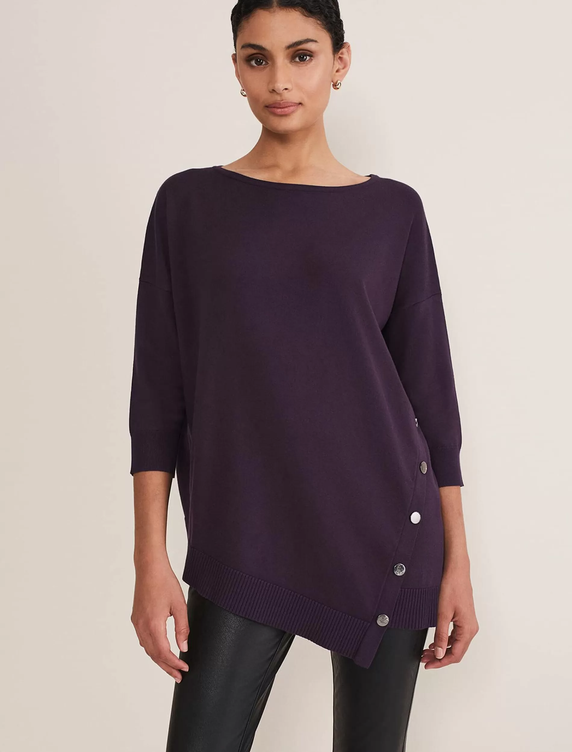 Phase Eight Leoni Asymmetric Button Trim Jumper Deep Purple Shop