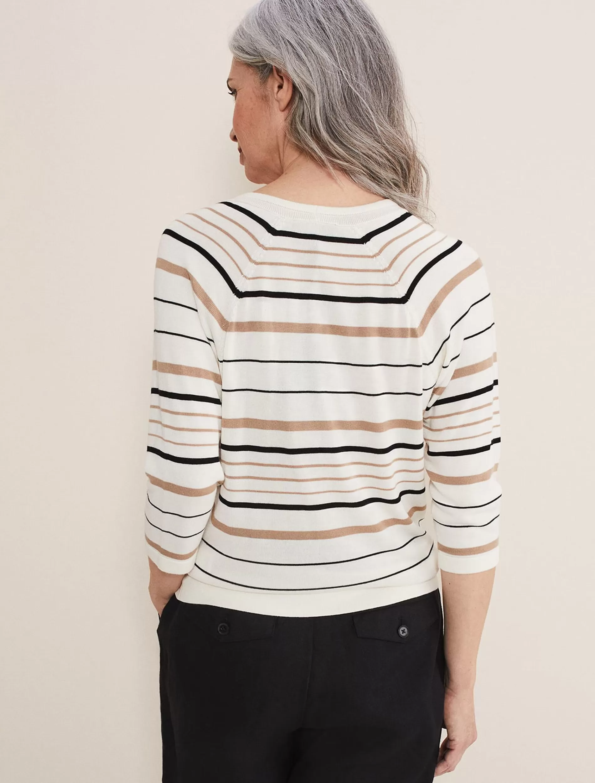 Phase Eight Leonna Striped Knit Black/Neutral Store