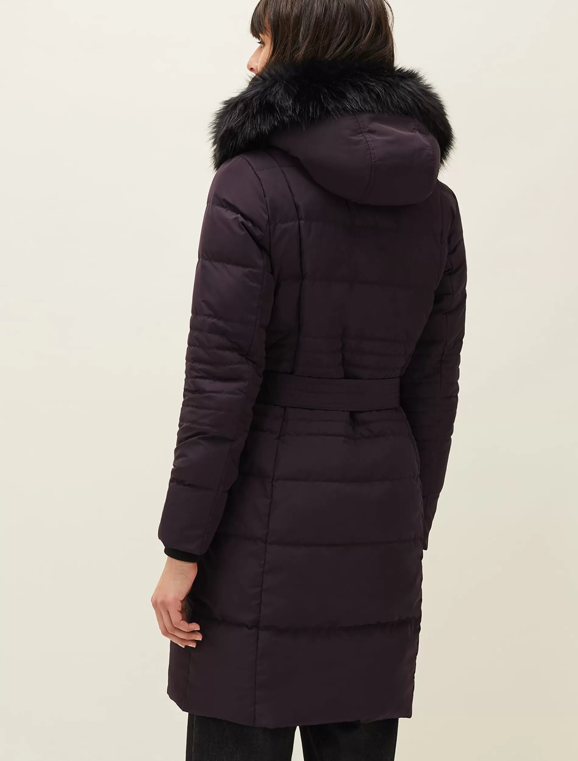 Phase Eight Leonor Tie Belt Midi Puffer Coat Plum Flash Sale