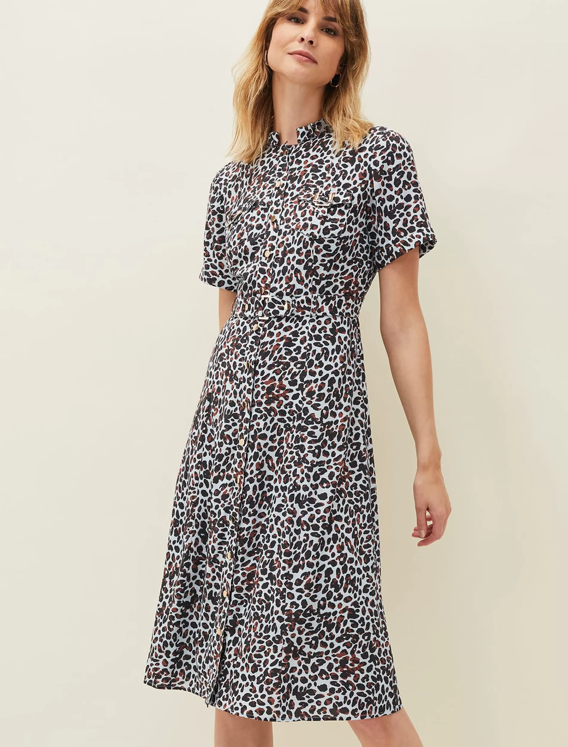 Phase Eight Leonore Leopard Dress Blue/Multi Discount