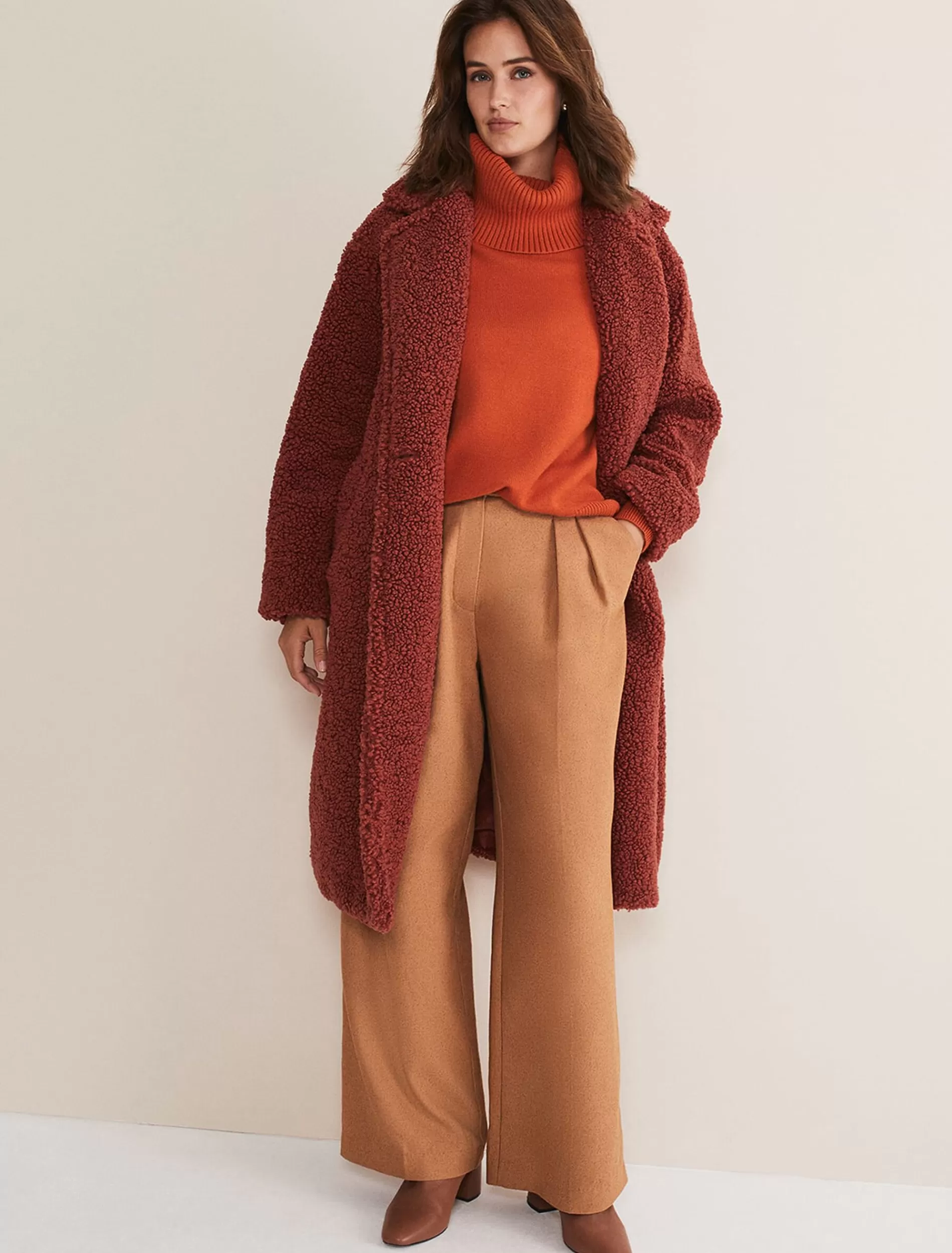 Phase Eight Libbie Longline Teddy Coat Rust Online