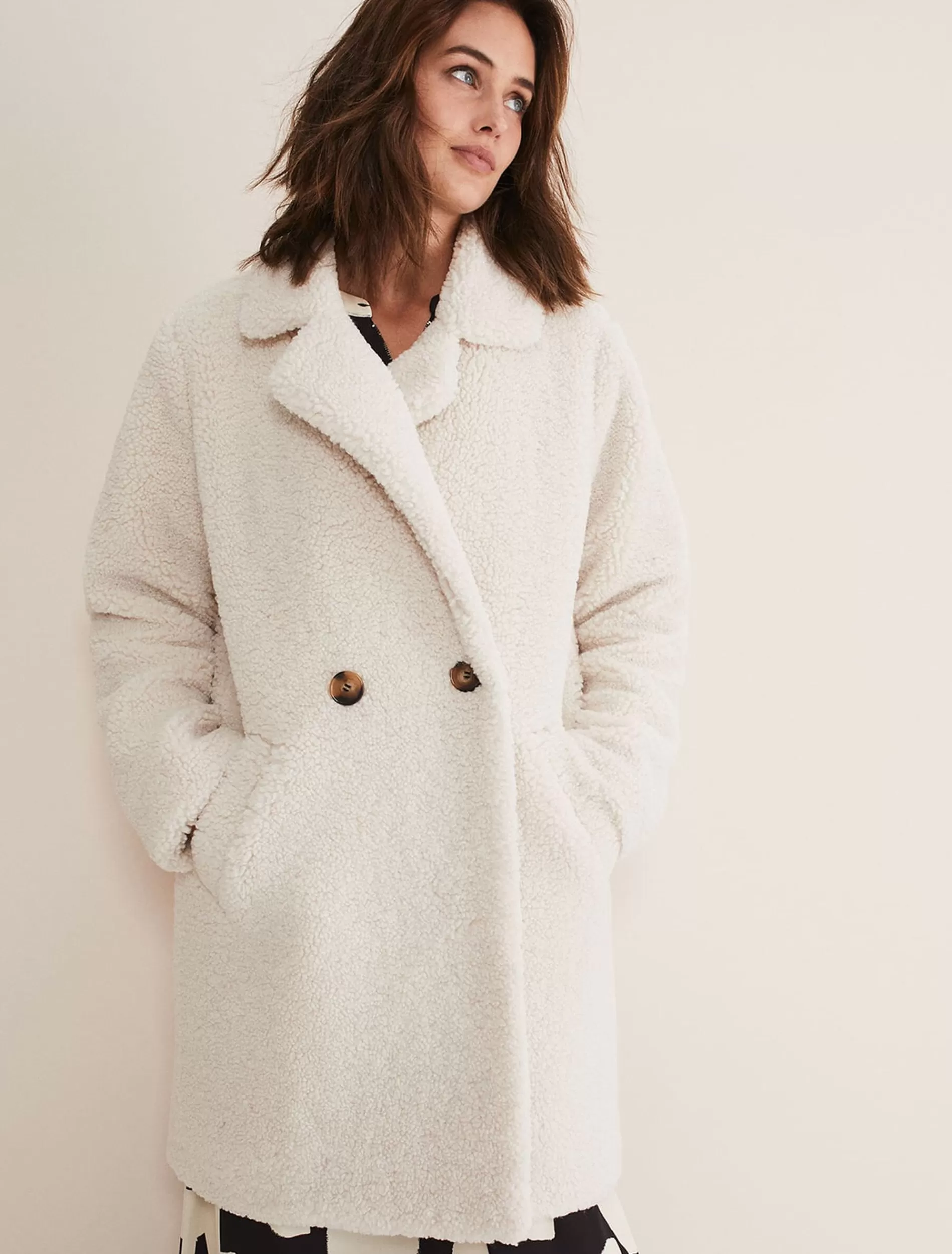 Phase Eight Libbie Longline Teddy Coat Ivory Outlet
