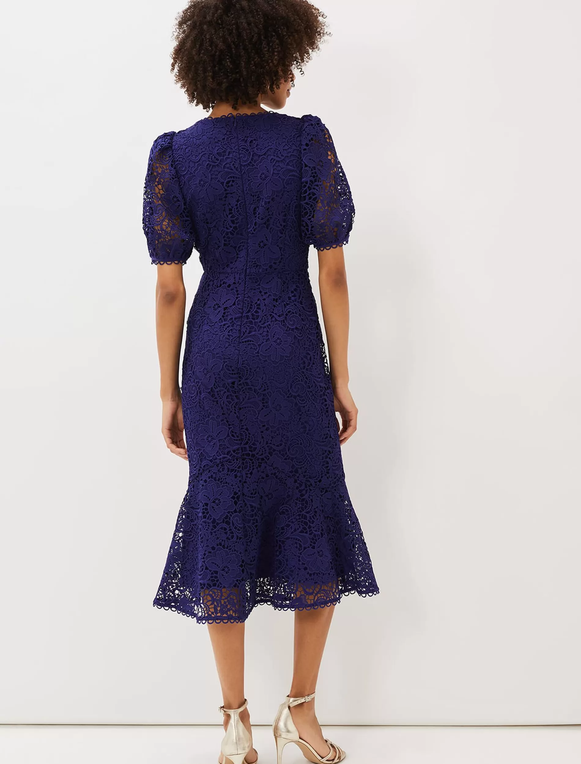 Phase Eight Lidia Guipure Lace Fishtail Dress Violet Cheap