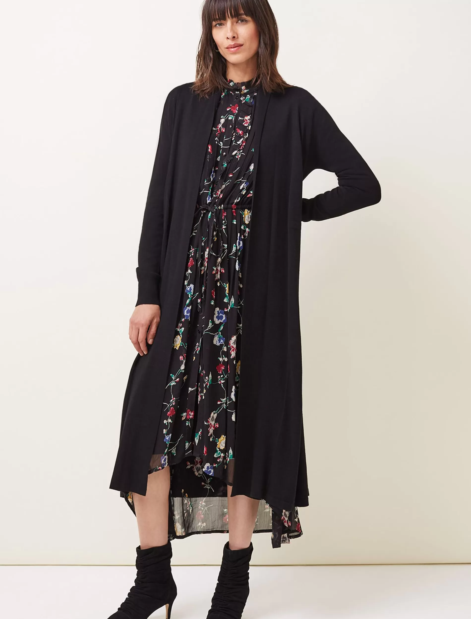 Phase Eight Lili Fine Knit Maxi Cardigan Black Fashion