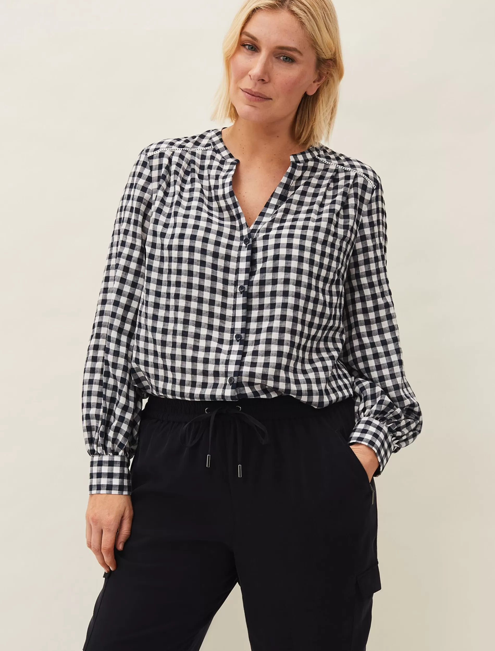Phase Eight Lillia Gingham Shirt Navy/White Discount