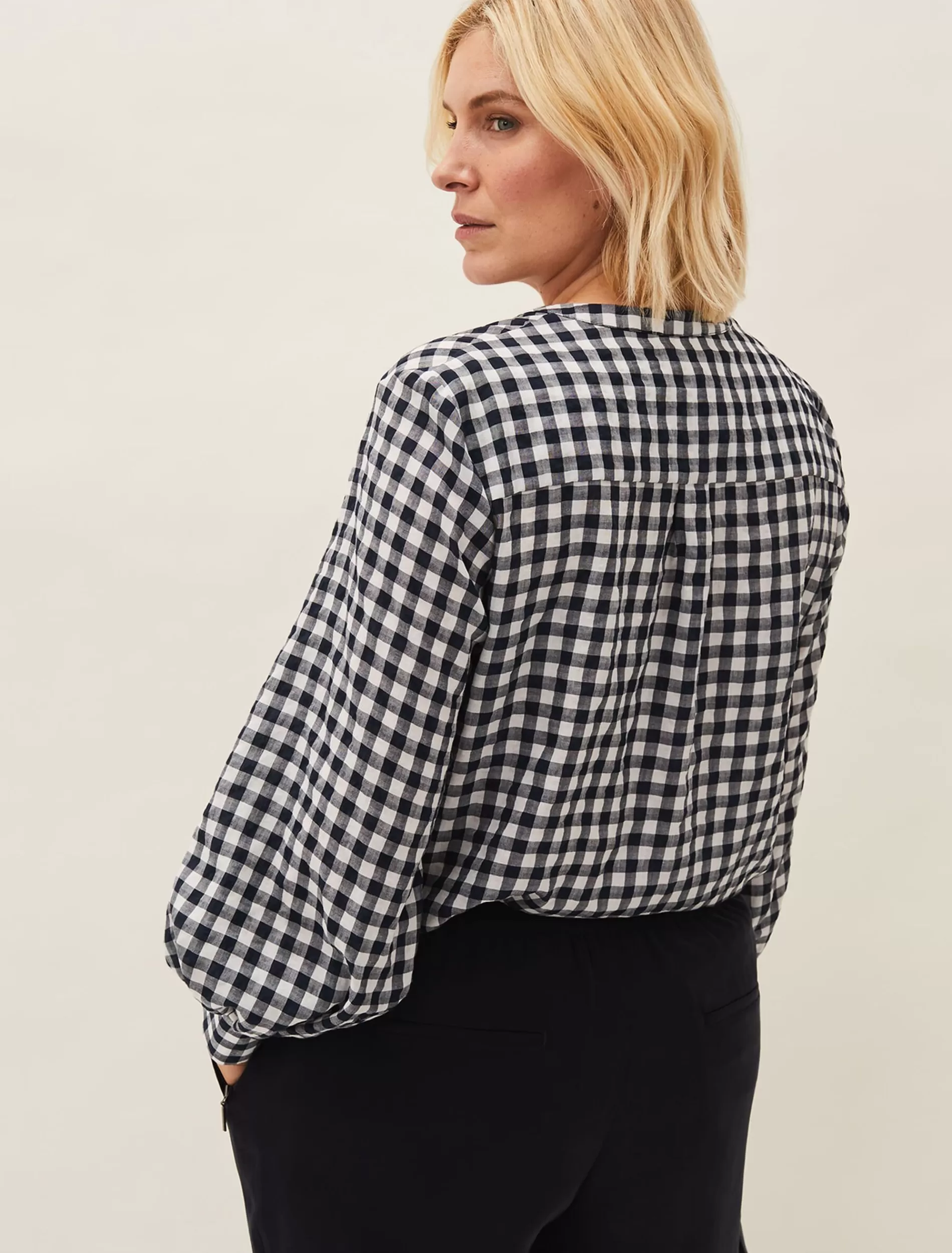 Phase Eight Lillia Gingham Shirt Navy/White Discount