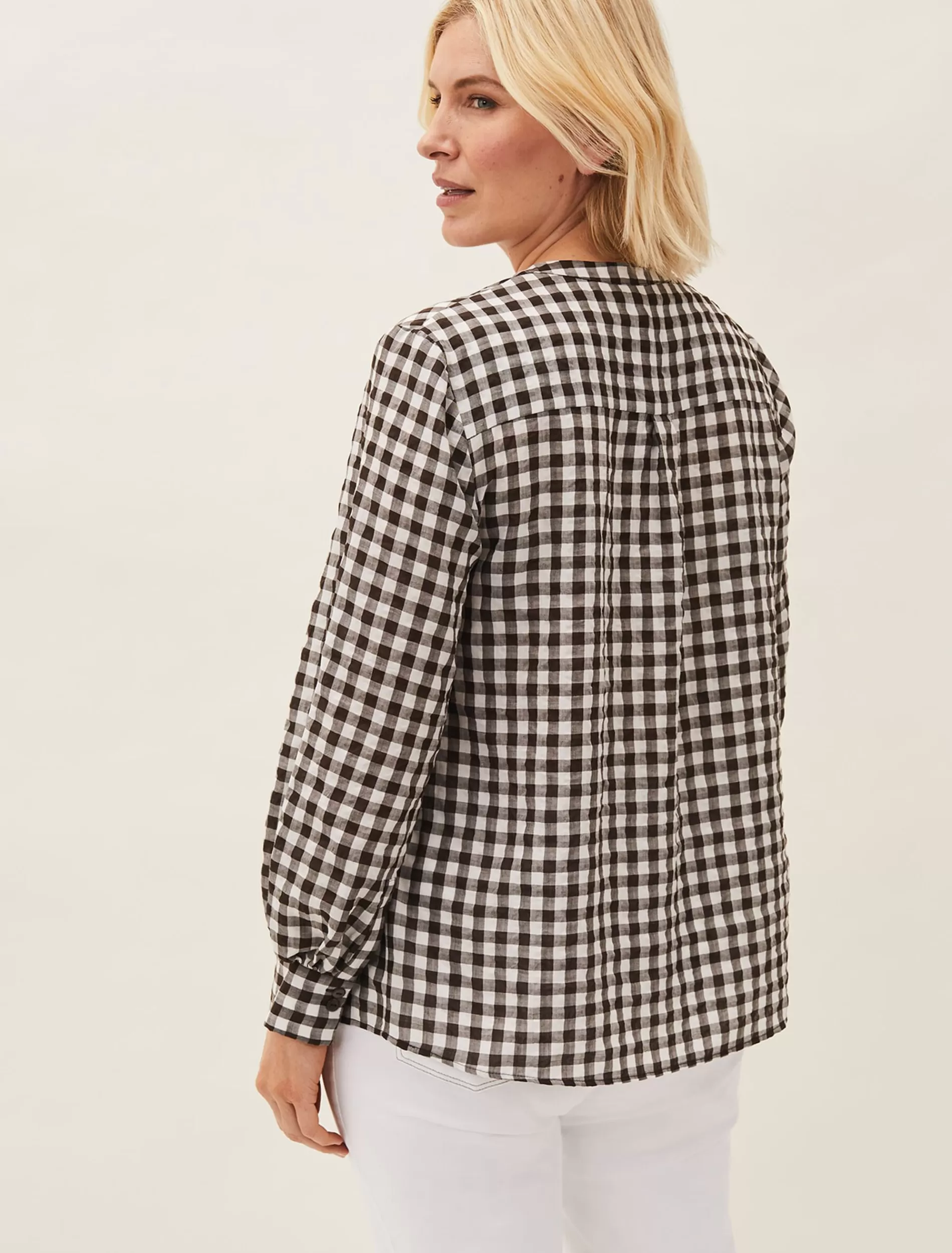 Phase Eight Lillia Gingham Shirt Chocolate/Ivory Flash Sale