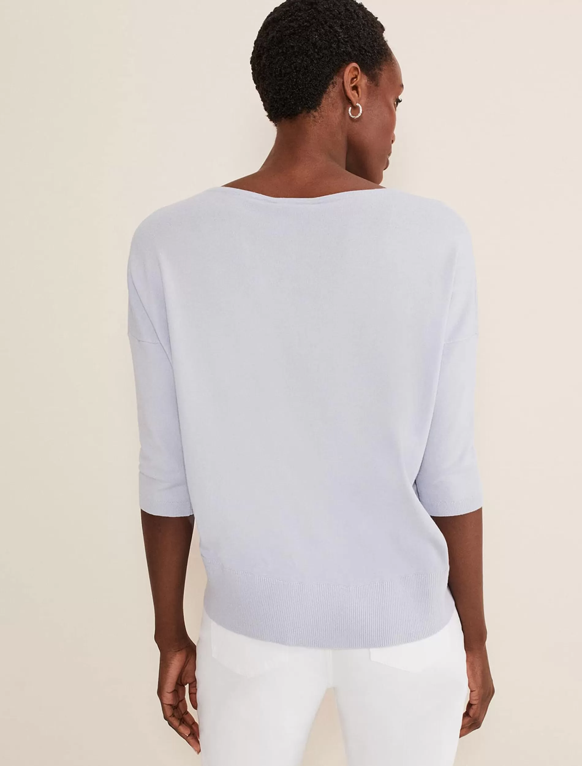 Phase Eight Linda Button Trim Knit Pale Blue Cheap