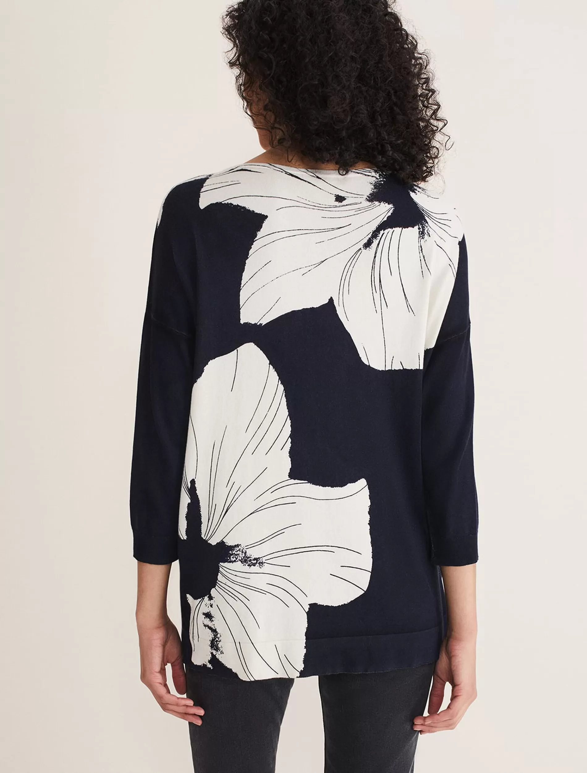 Phase Eight Linda Flower Print Knit Ivory/Midnight Best