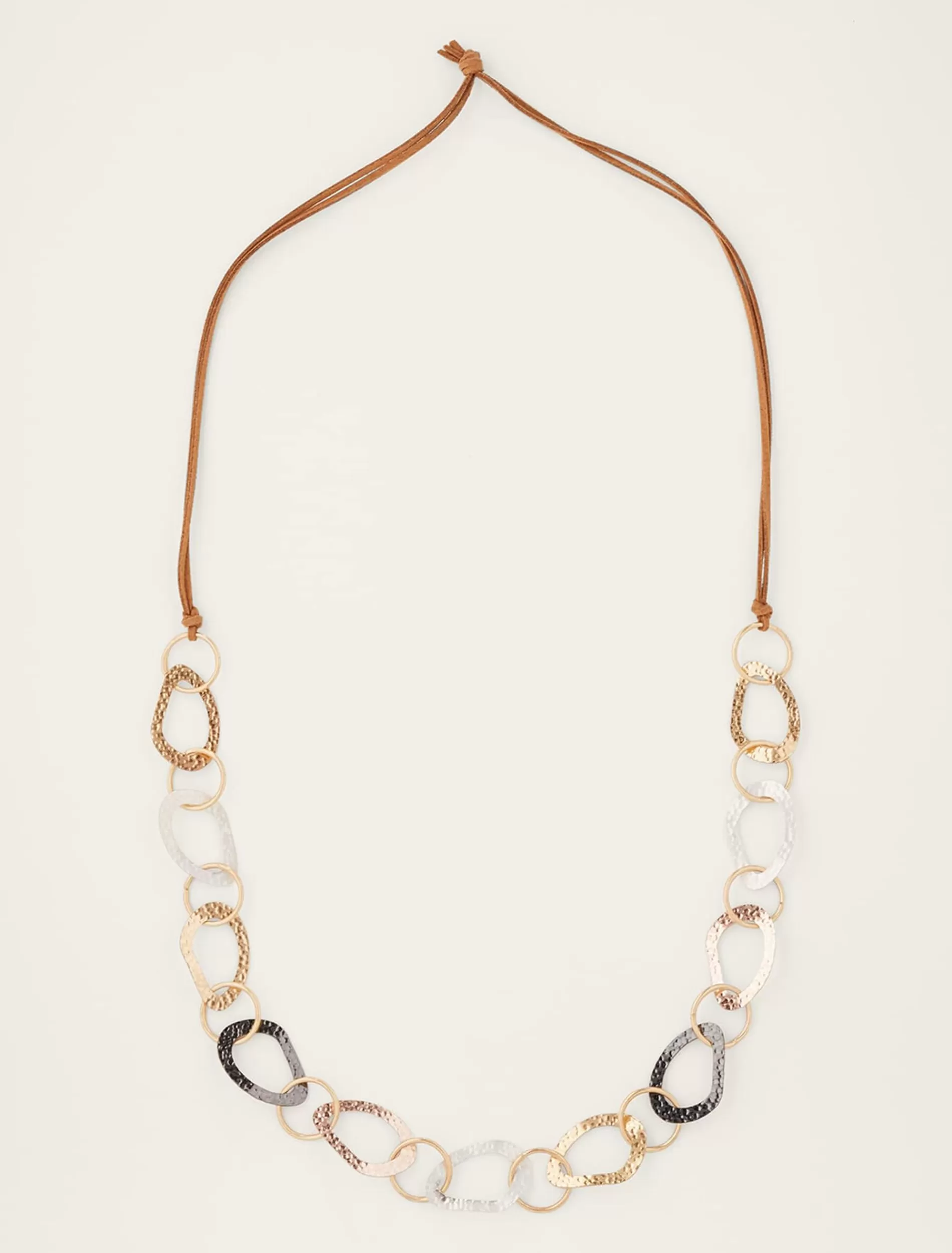 Phase Eight Link Detail Long Necklace Mixed Plate Hot