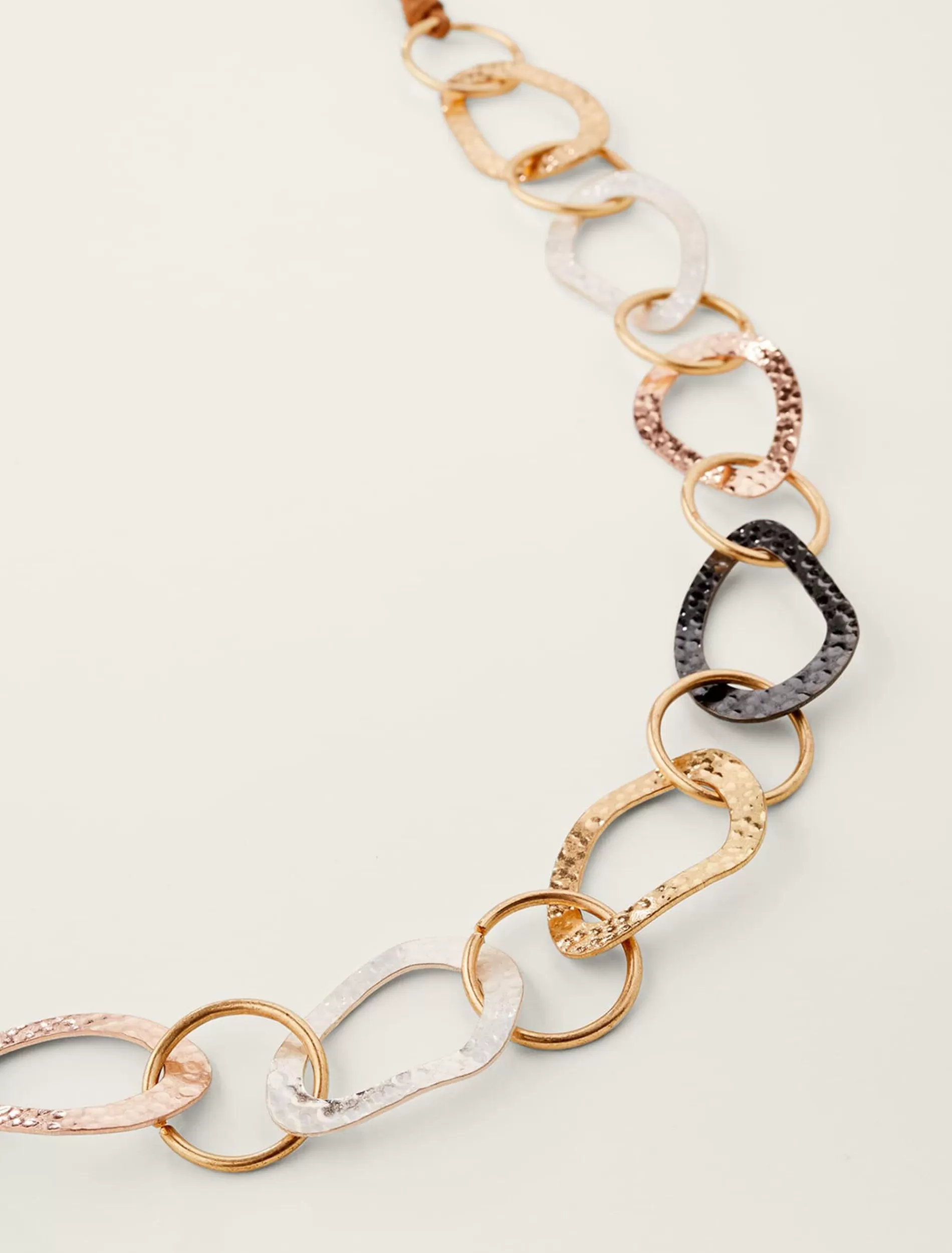Phase Eight Link Detail Long Necklace Mixed Plate Hot