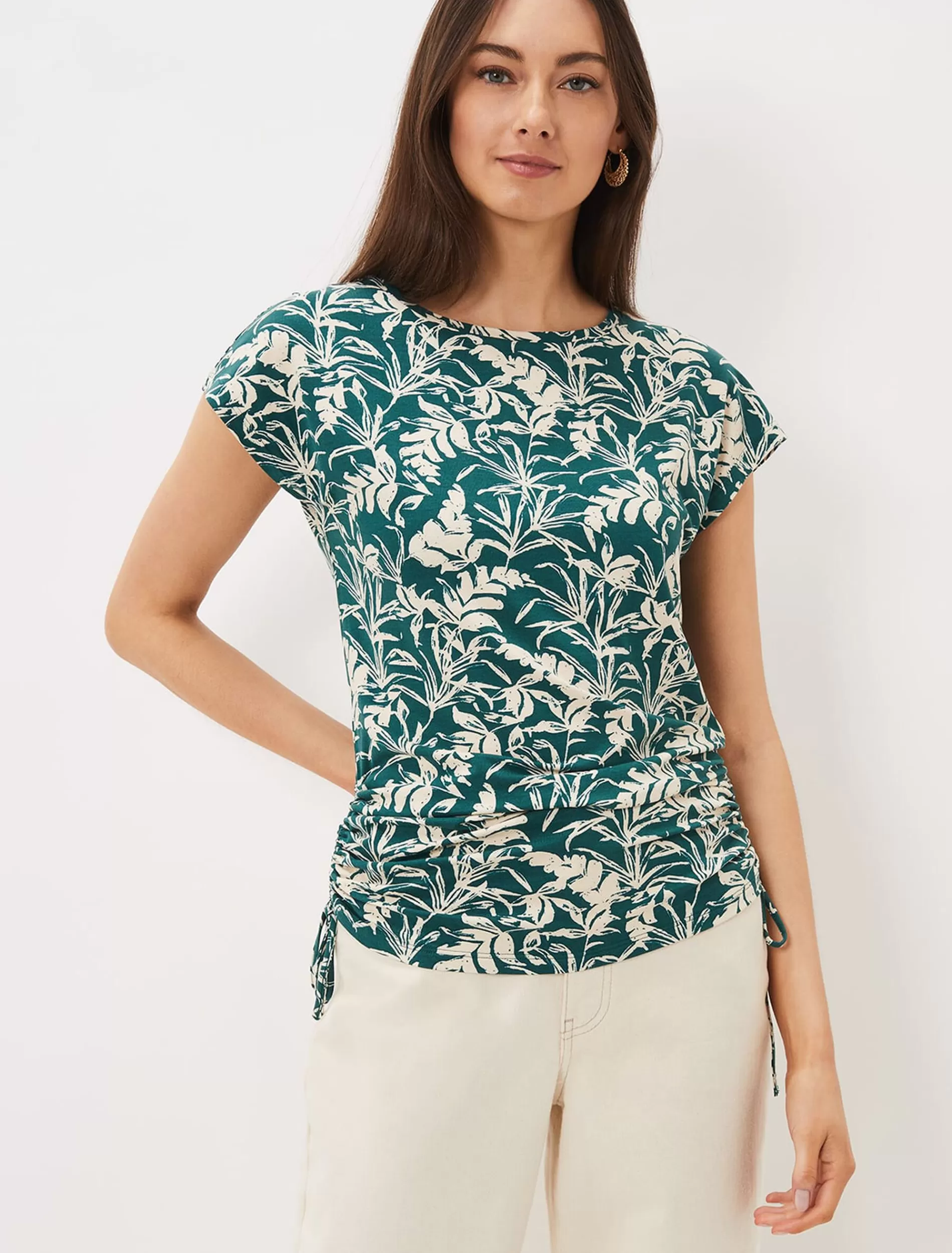 Phase Eight Lissa Leaf Print Top Teal/Stone Fashion