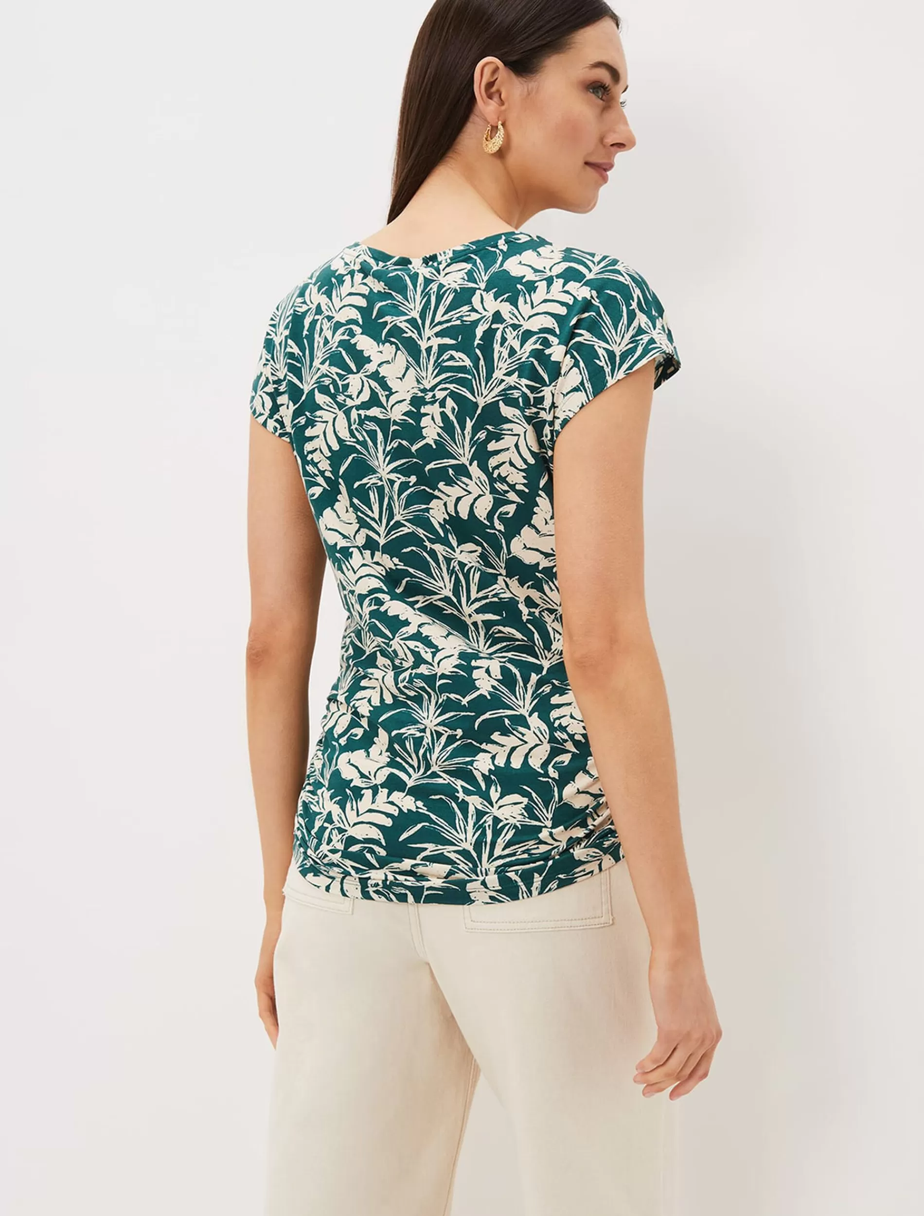 Phase Eight Lissa Leaf Print Top Teal/Stone Fashion