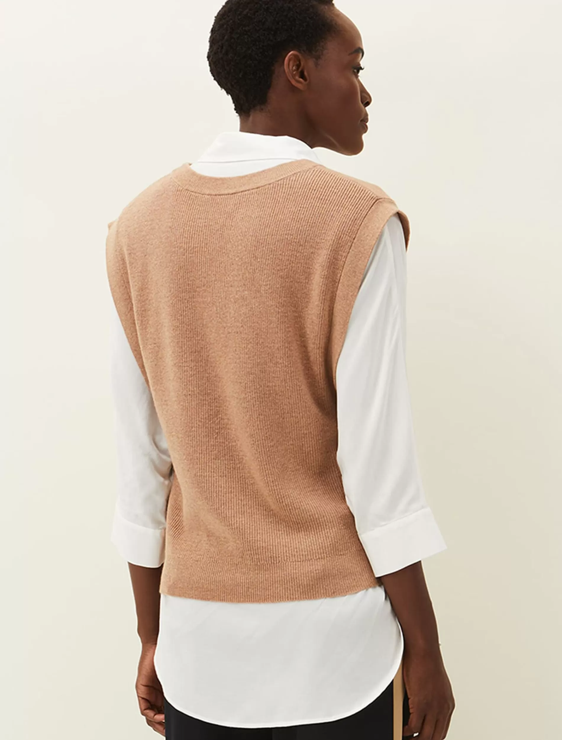 Phase Eight Liv Button Knit Tabard Camel Clearance