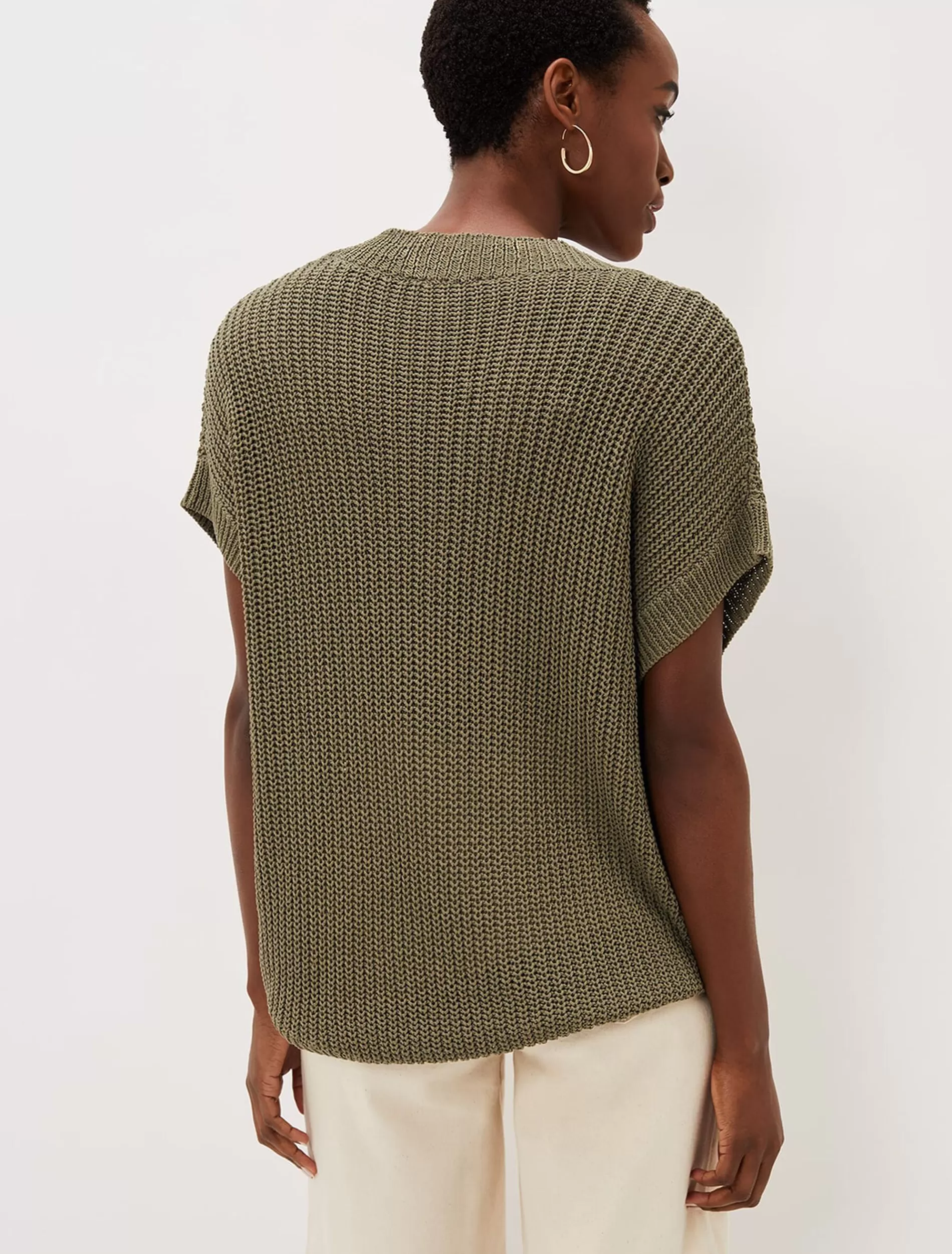 Phase Eight Lizzia V-Neck Chunky Stitch Knit Khaki Cheap