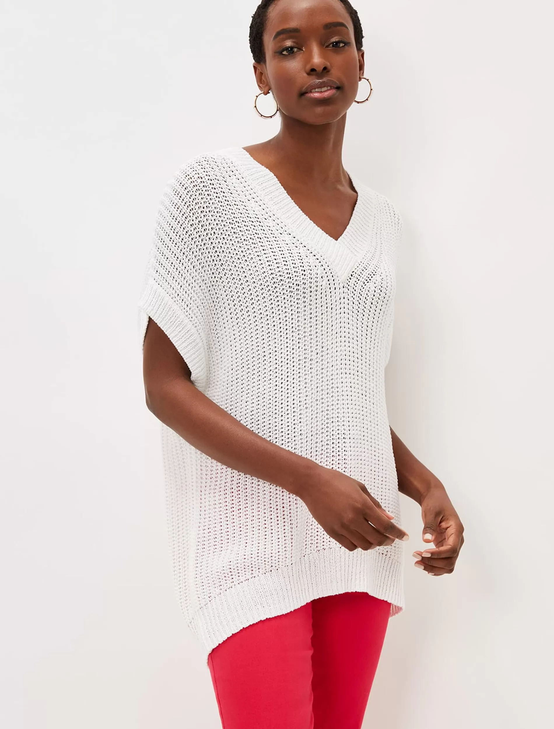 Phase Eight Lizzia V-Neck Stitch Knit White Cheap