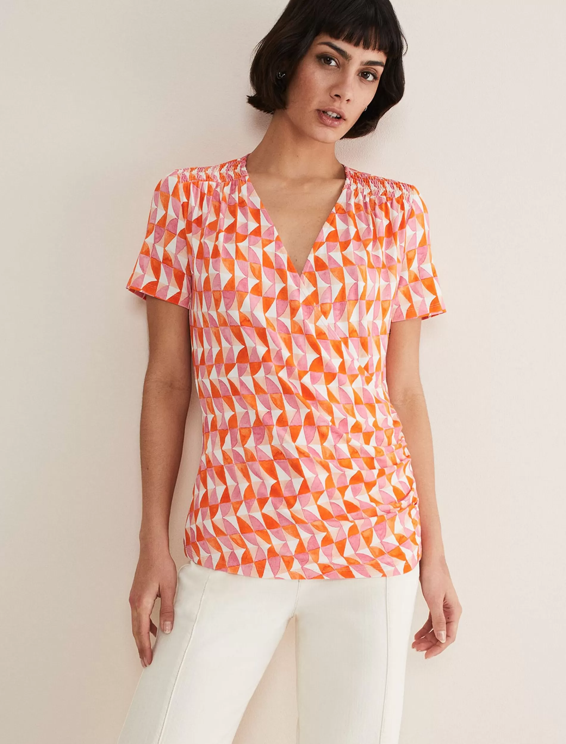 Phase Eight Loicia Geo Wrap Top Pink Store