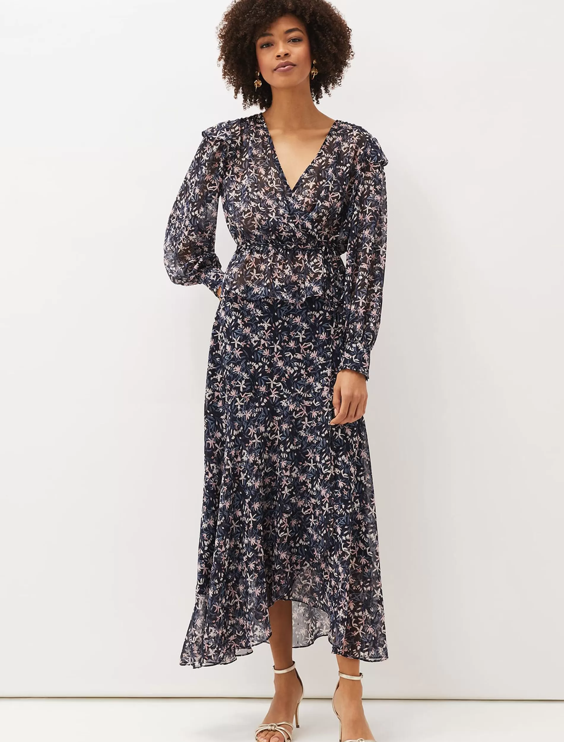 Phase Eight Lola Floral Co-Ord Maxi Skirt Navy/Pink Clearance