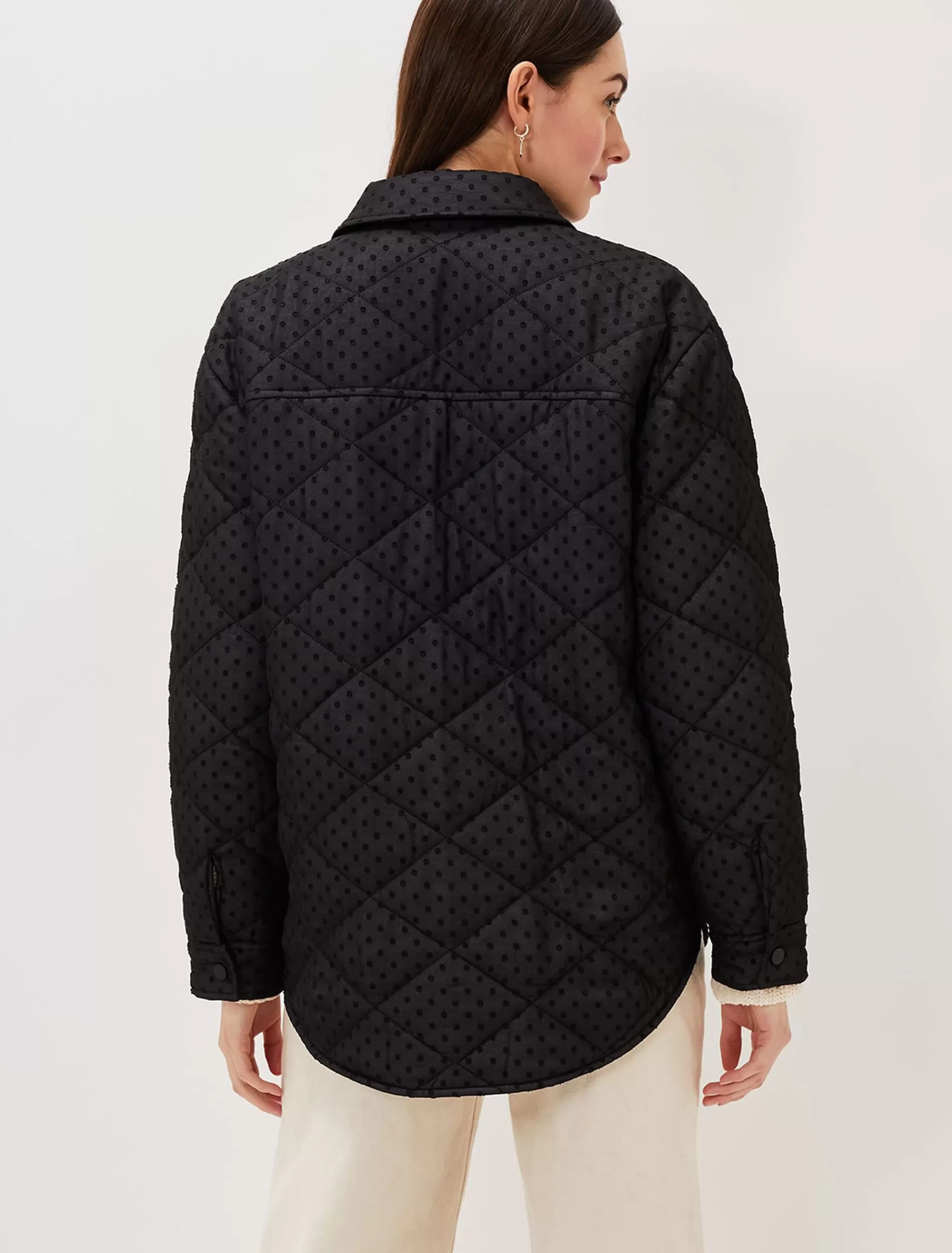 Phase Eight Lola Quilted Polka Dot Coat Black Cheap