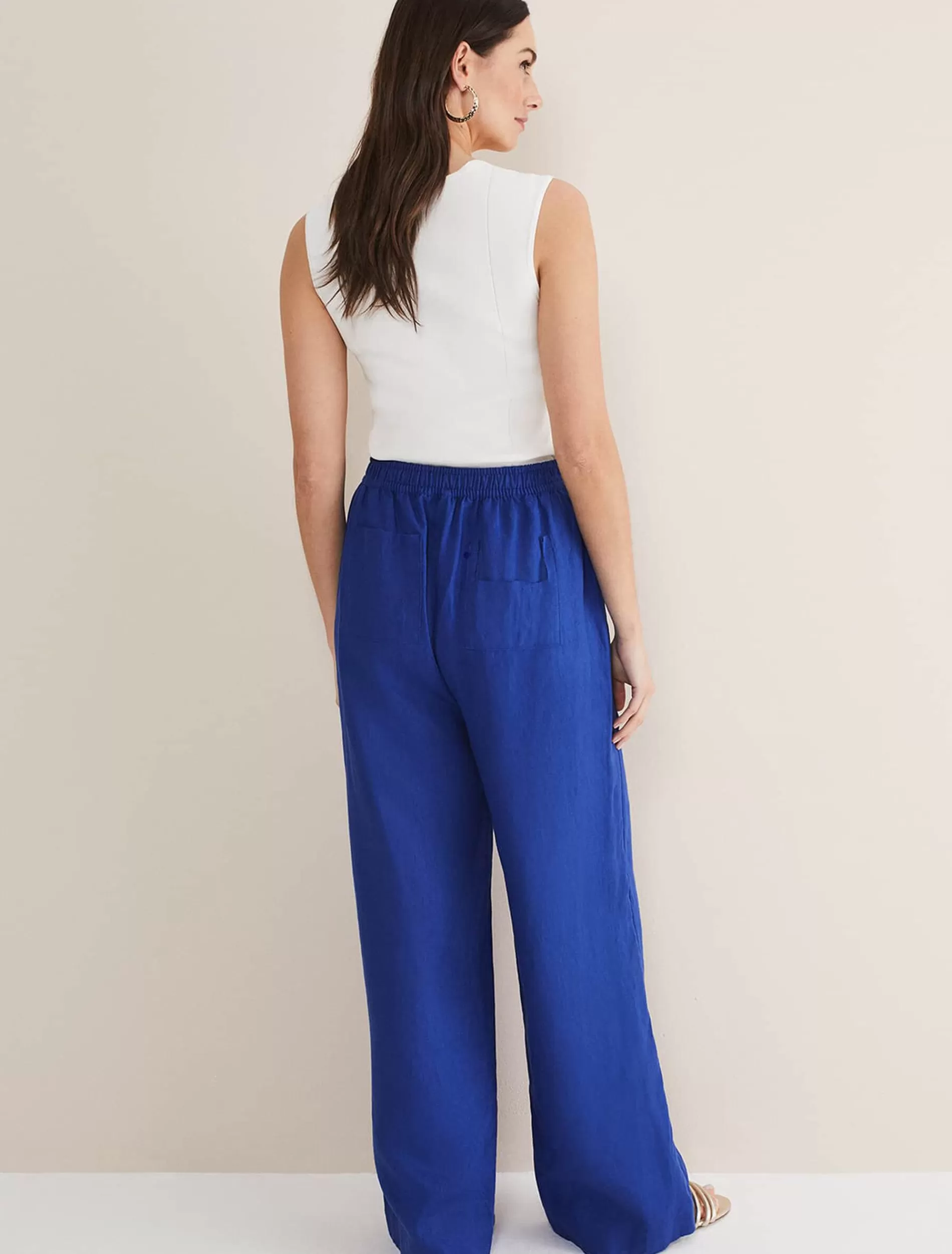 Phase Eight Lolita Drawstring Linen Trouser Cobalt Discount