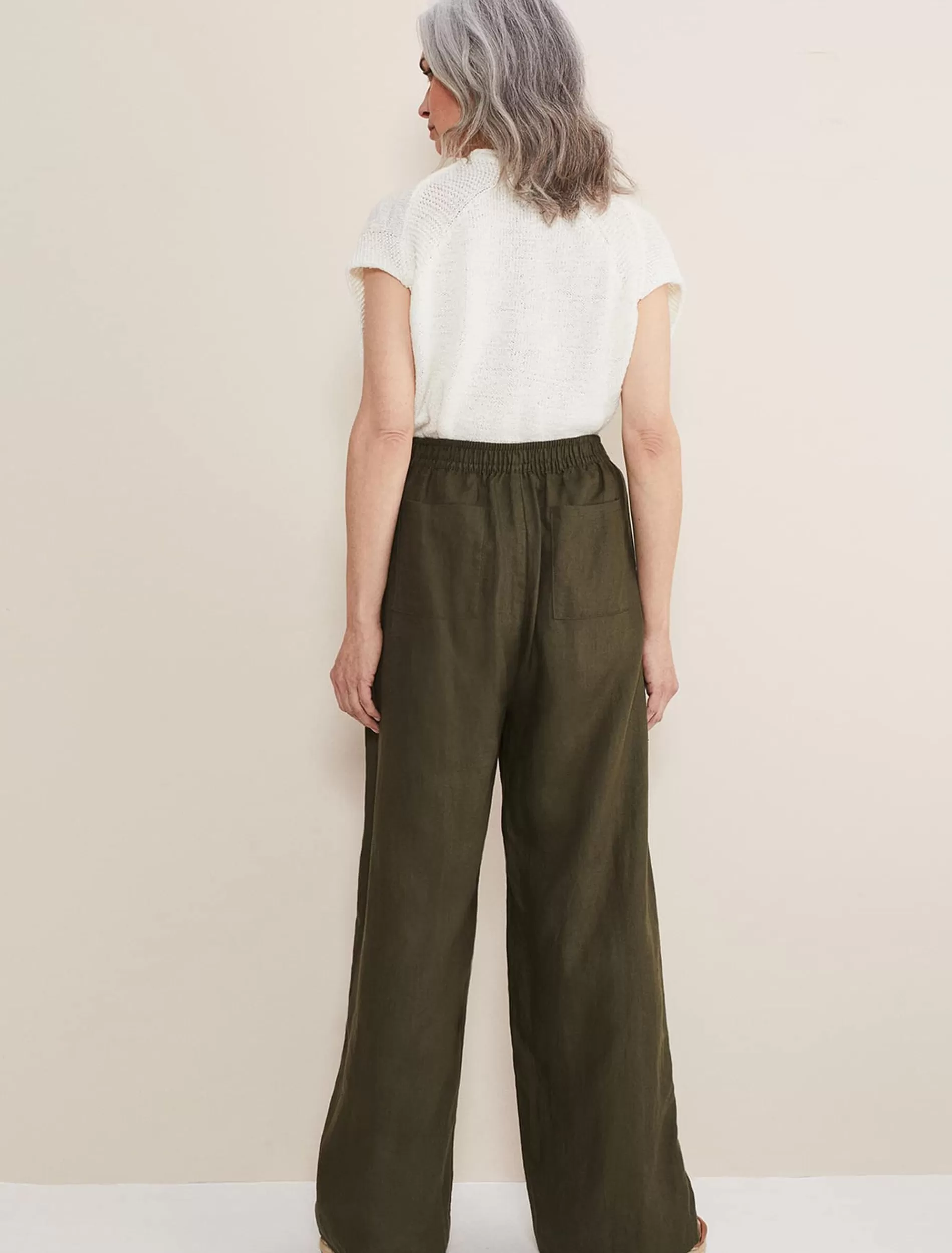 Phase Eight Lolita Drawstring Linen Trouser Khaki Fashion