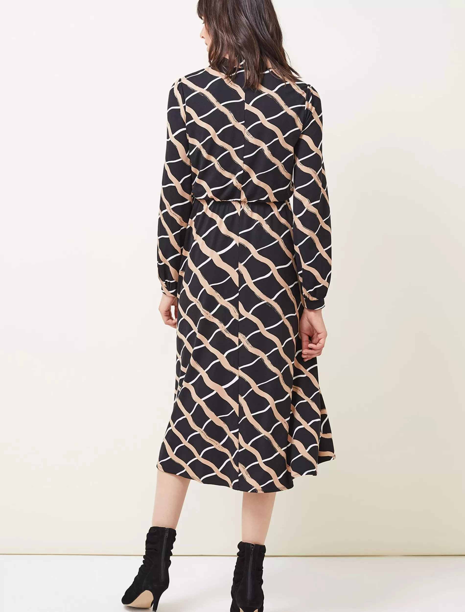 Phase Eight Loren Check Shirt Dress Black/Camel Clearance