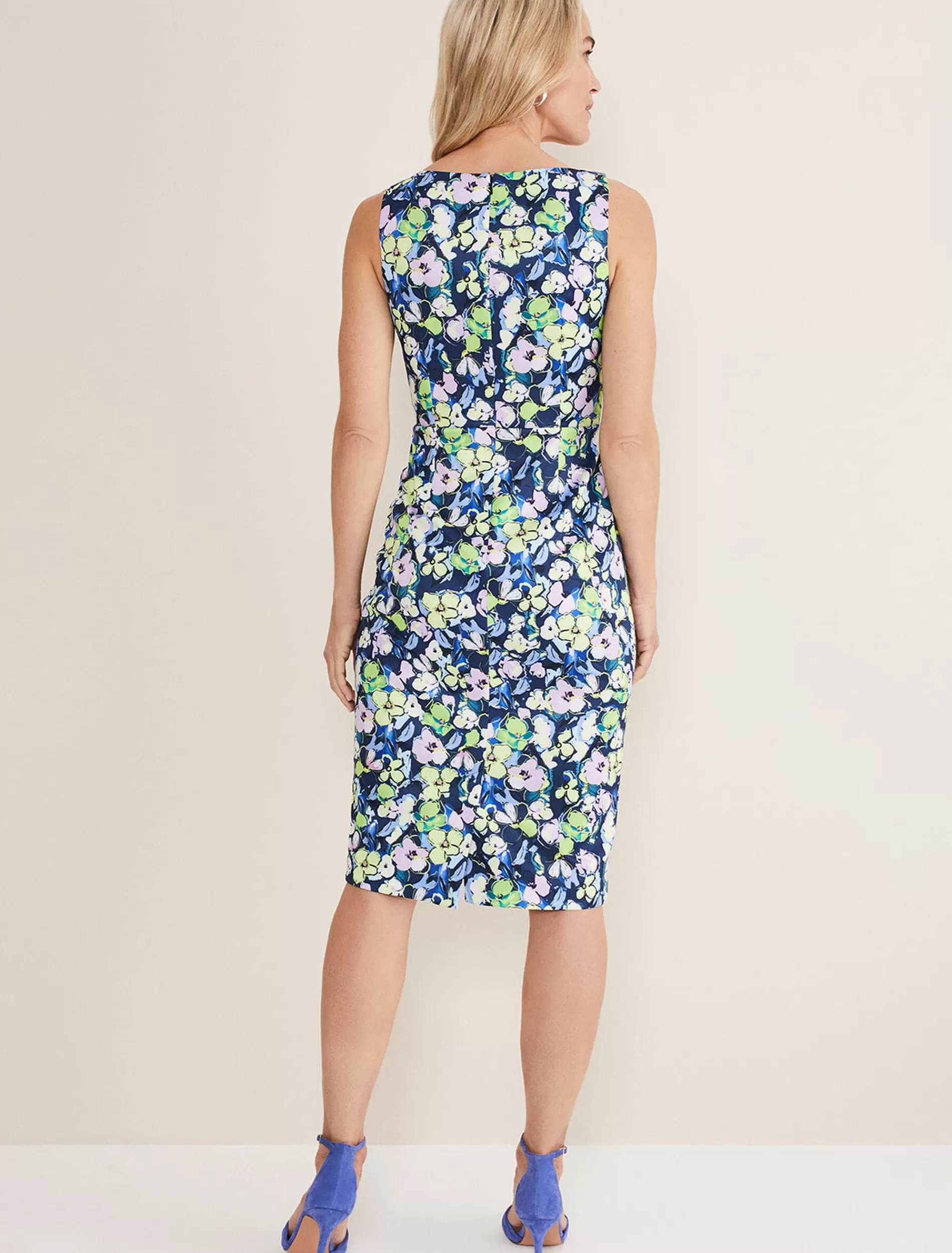 Phase Eight Loretta Printed Scuba Dress French Navy/Multi Best Sale