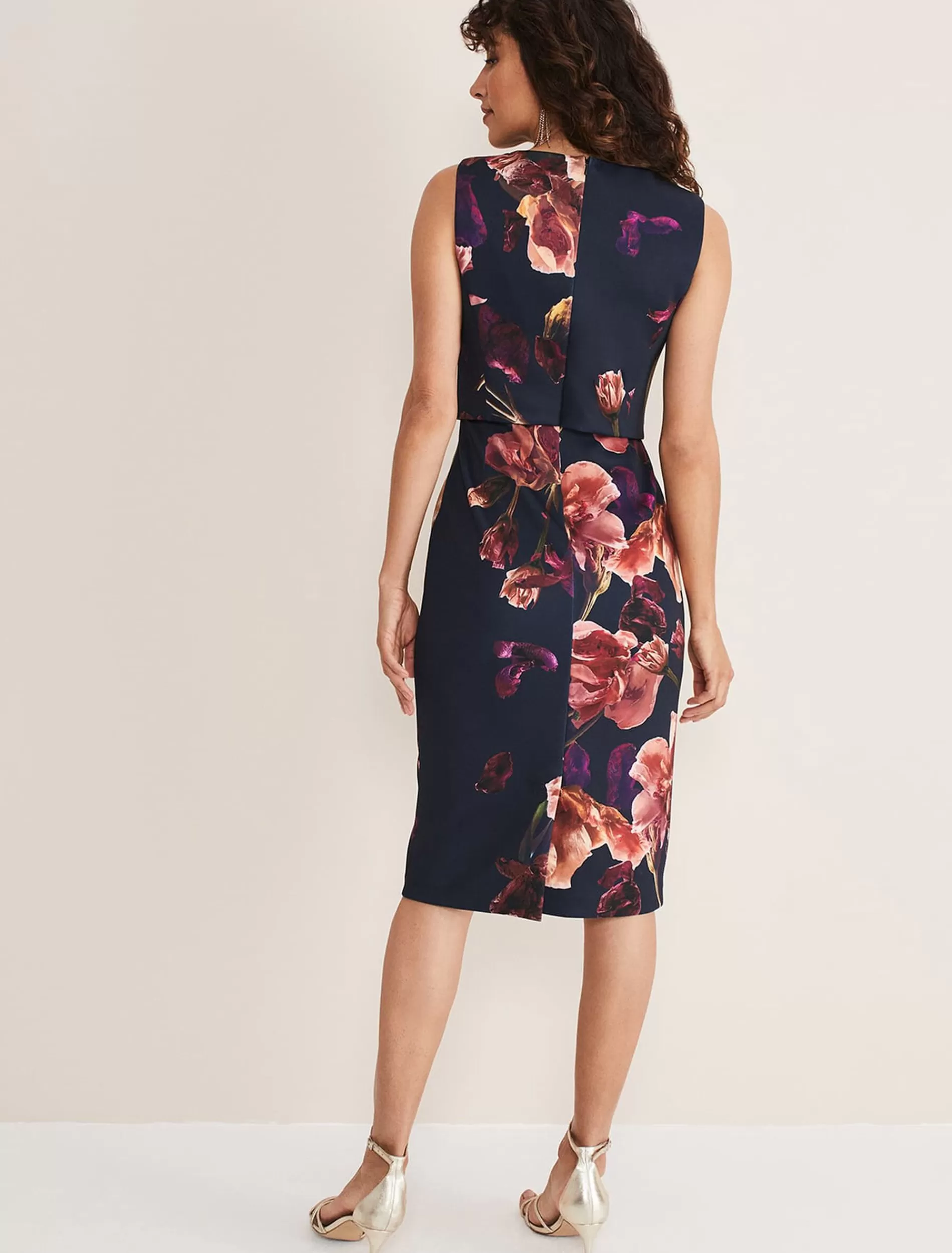 Phase Eight Lorna Double Layer Scuba Dress Navy/Multi Fashion