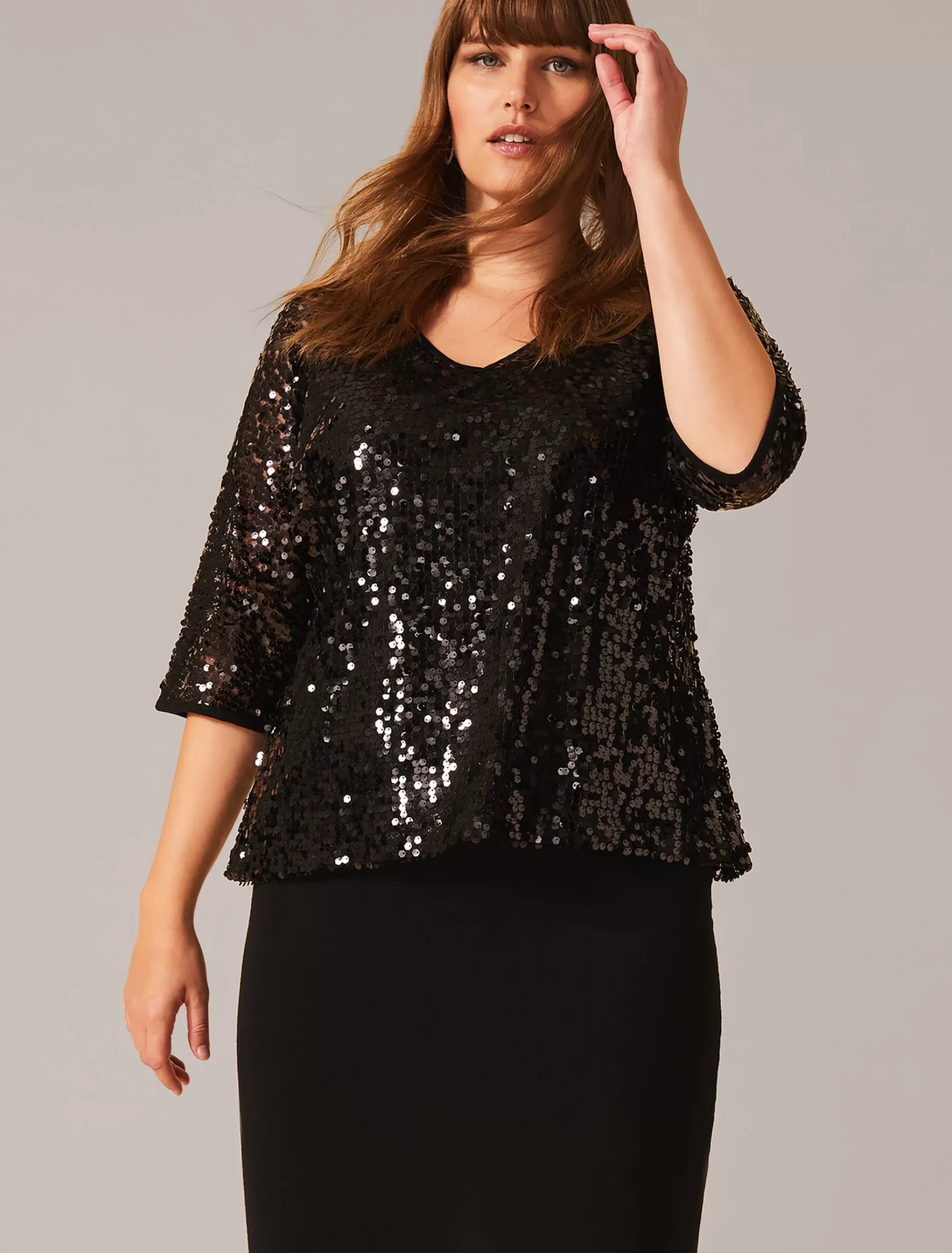 Phase Eight Lottie Sequin Knit Dress Black Hot