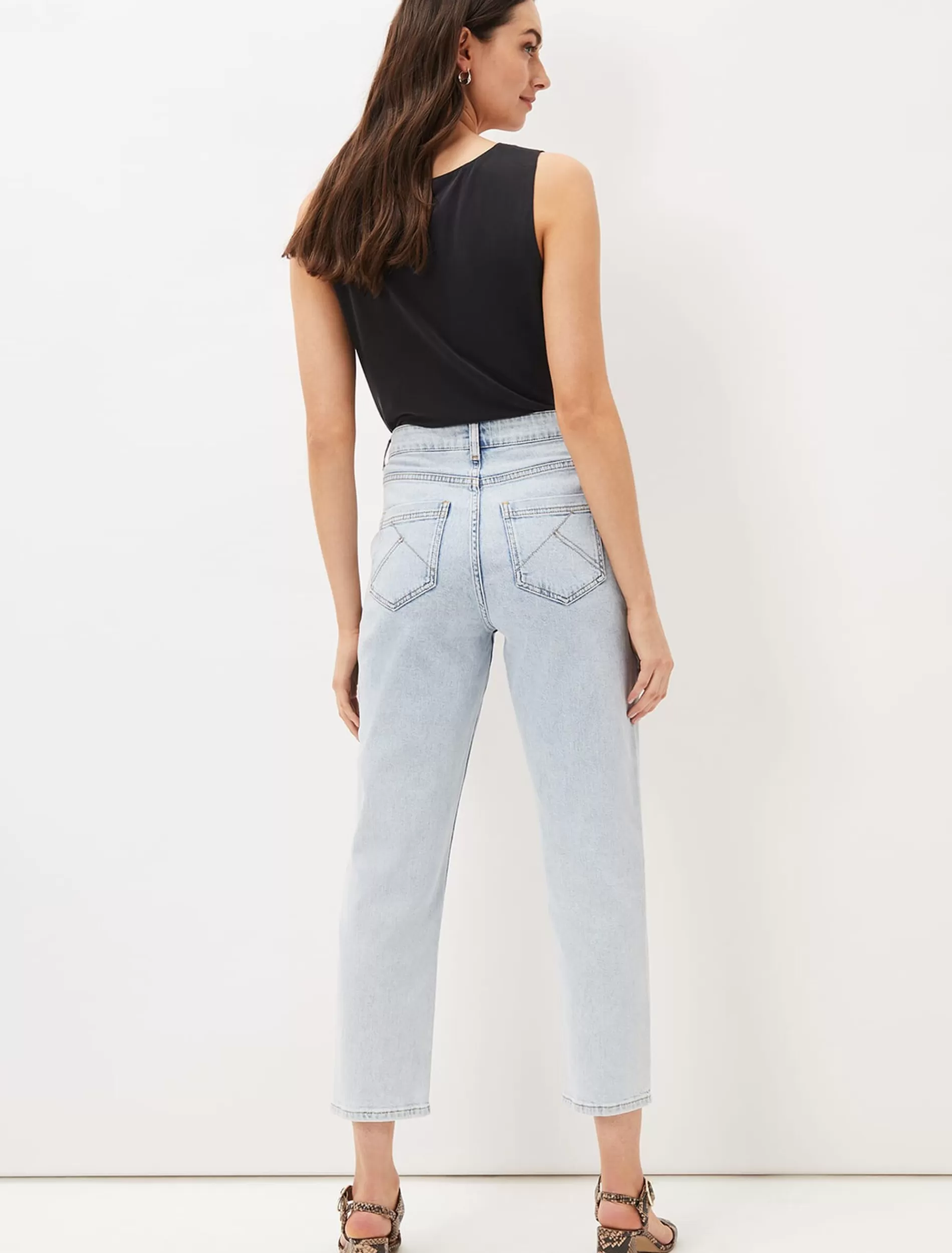 Phase Eight Lou Mom Jeans Snow Wash Blue Discount