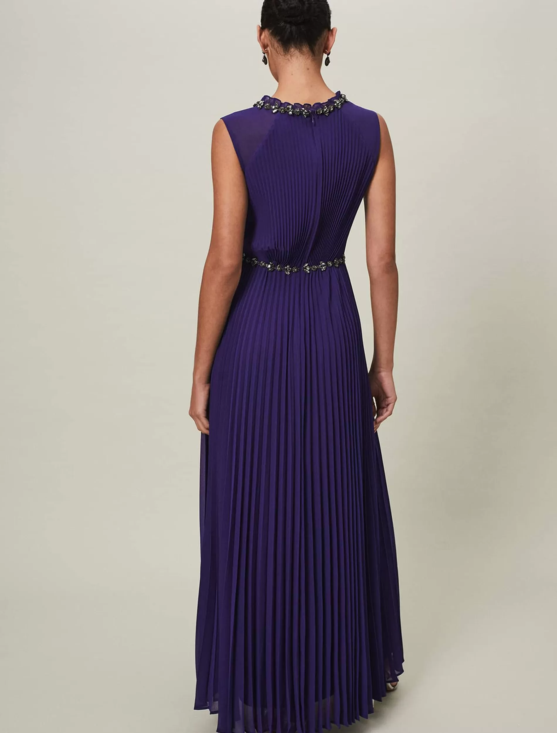 Phase Eight Louisa Pleat Beaded Maxi Dress Violet Store