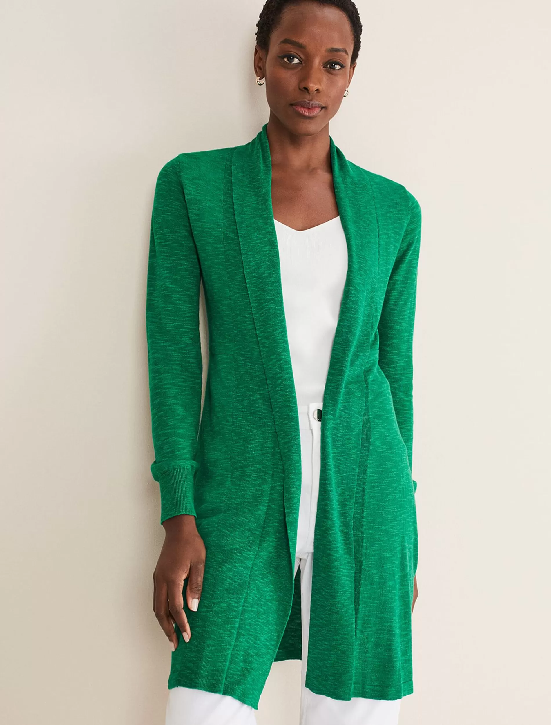 Phase Eight Louise Linen Longline Cardigan Green Sale