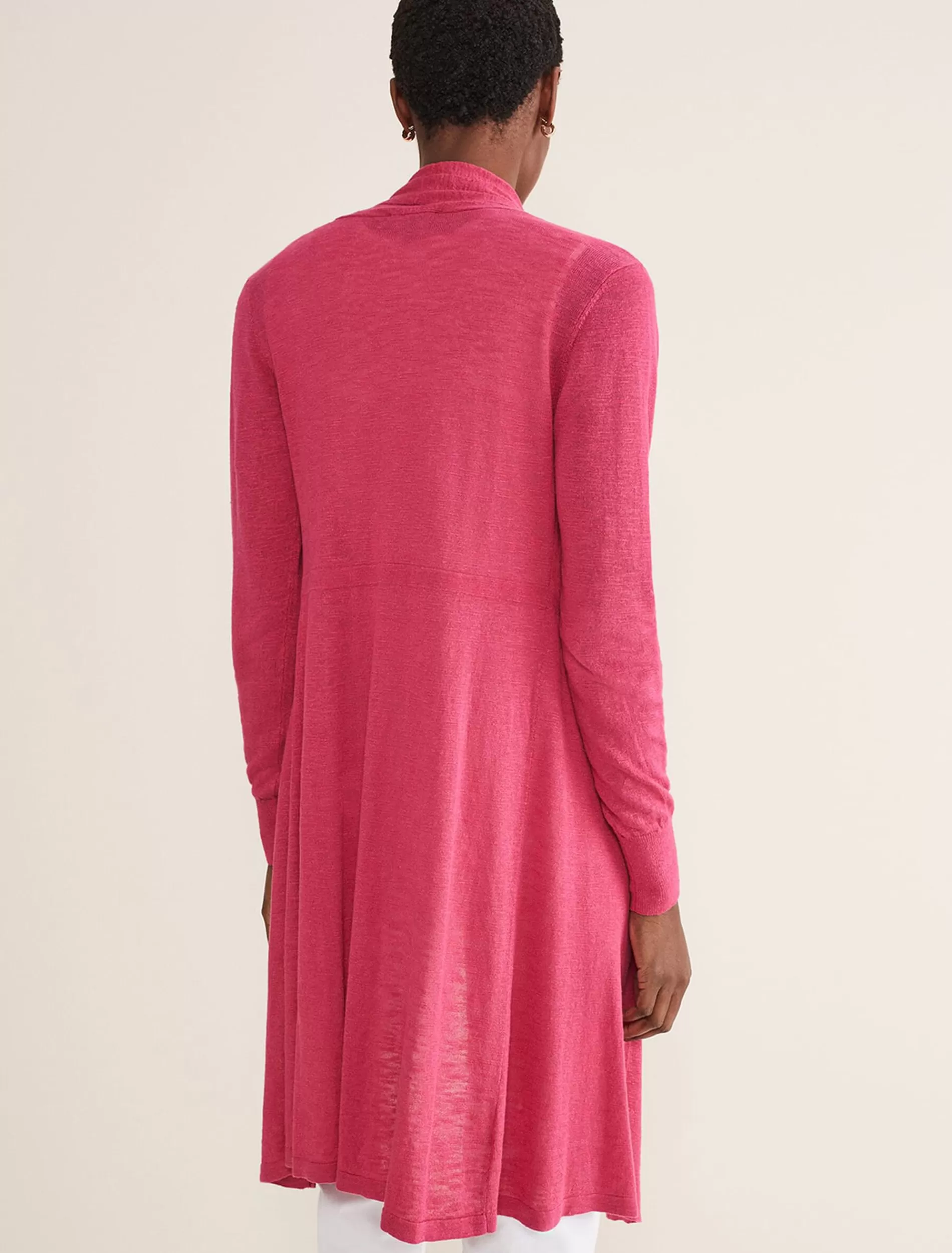 Phase Eight Louise Linen Longline Cardigan Pink Outlet