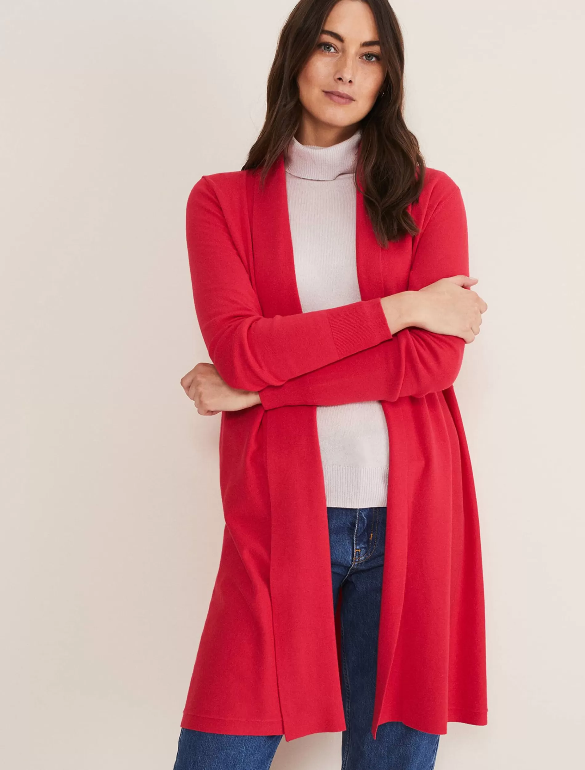 Phase Eight Louise Longline Cardigan Bright Pink Best Sale