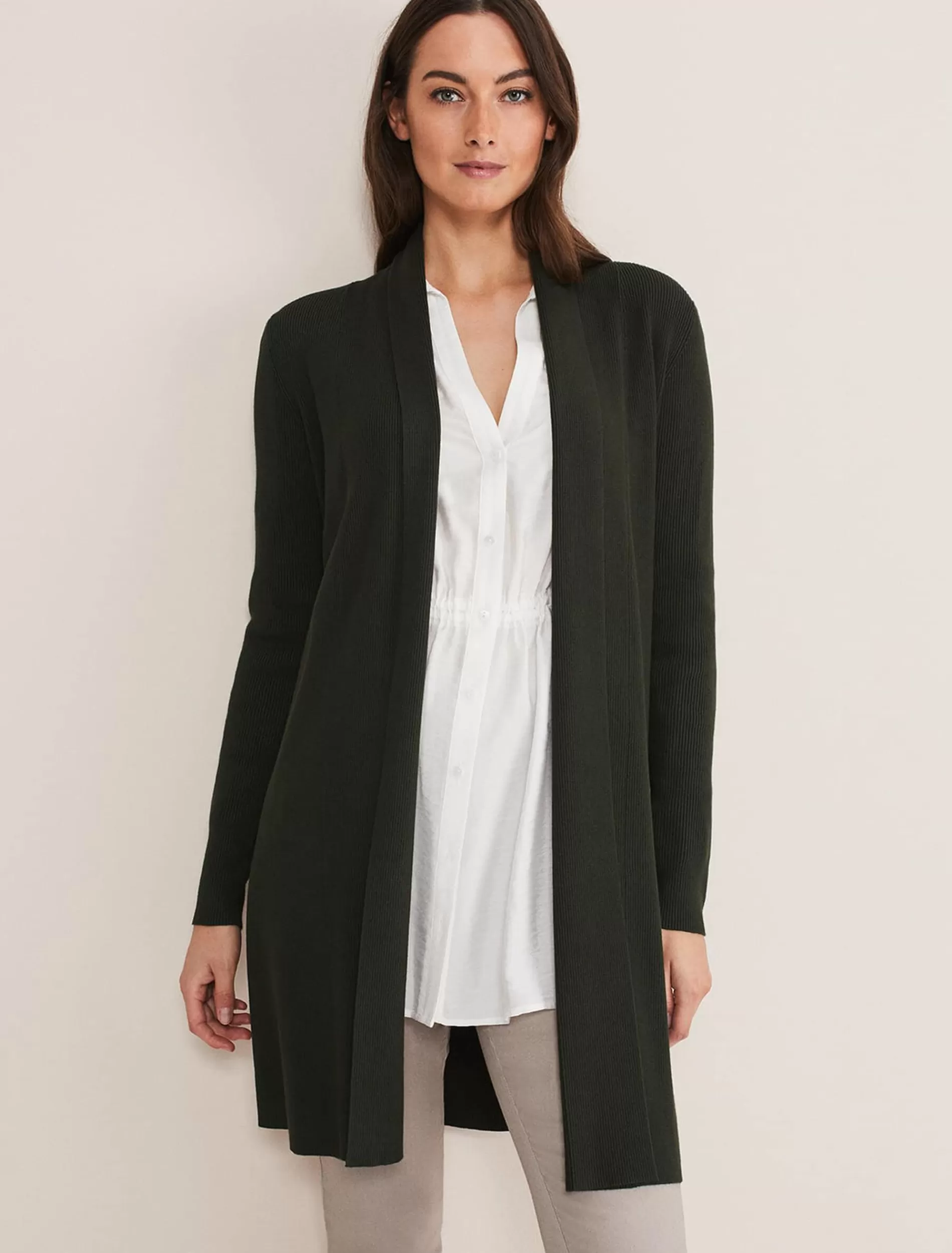 Phase Eight Louise Ribbed Cardigan Green Online
