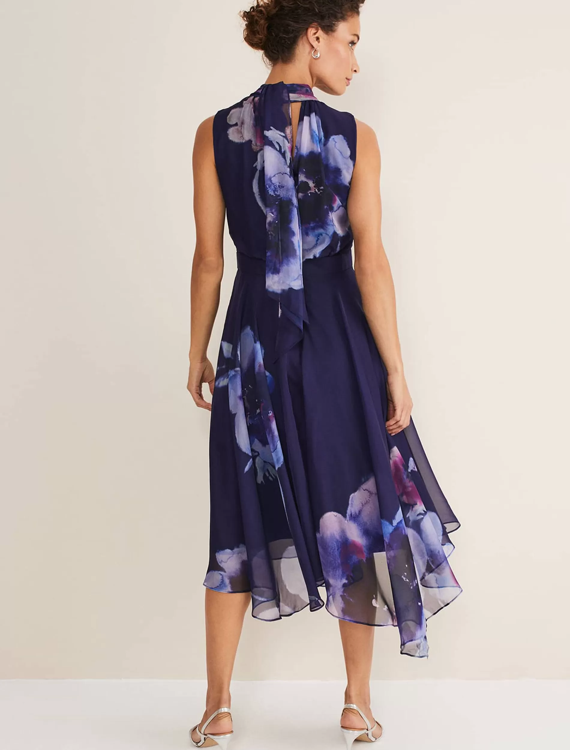 Phase Eight Lucinda Floral Chiffon Midi Dress Navy/Multi Shop