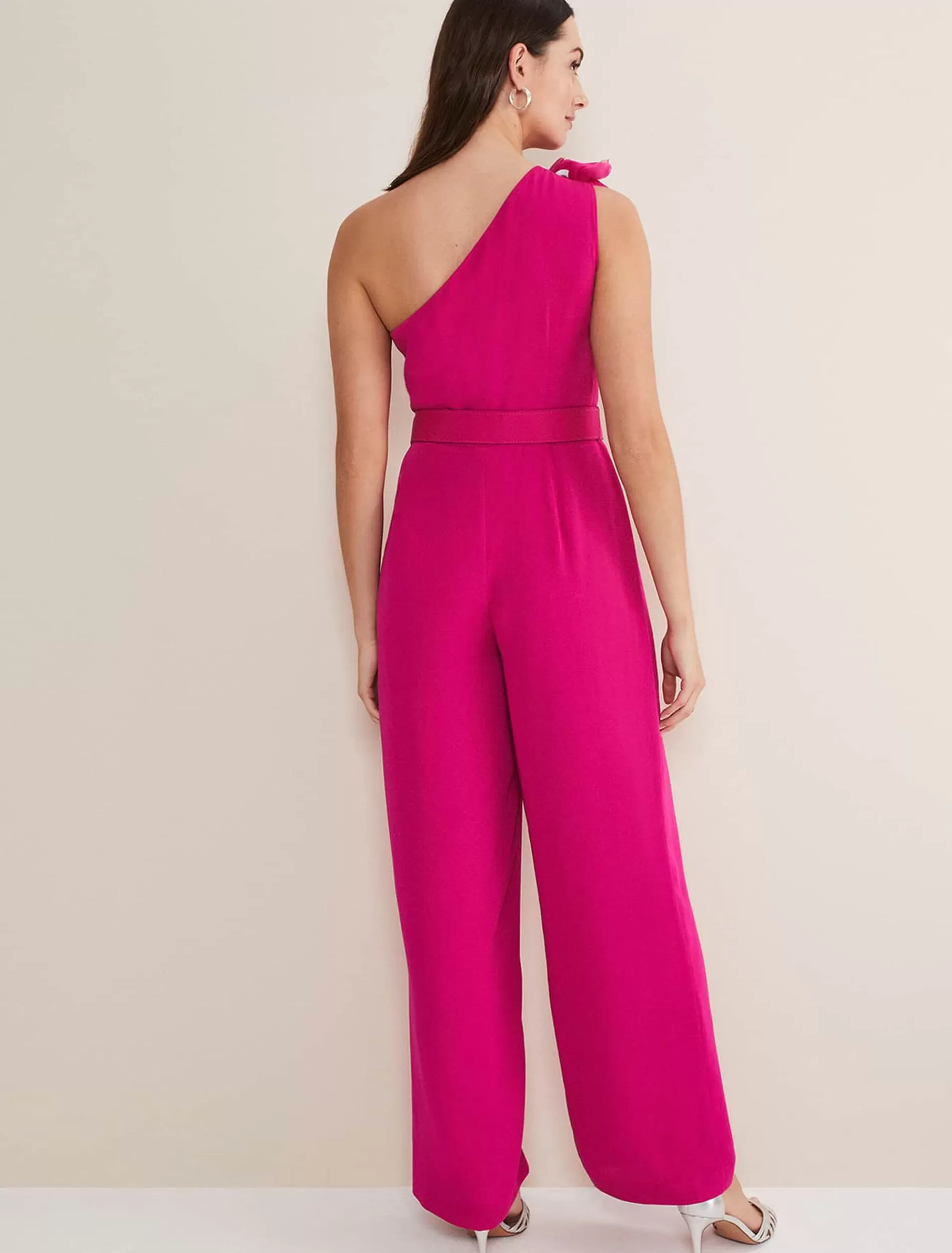 Phase Eight Luisa One Shoulder Jumpsuit Magenta Pink Hot