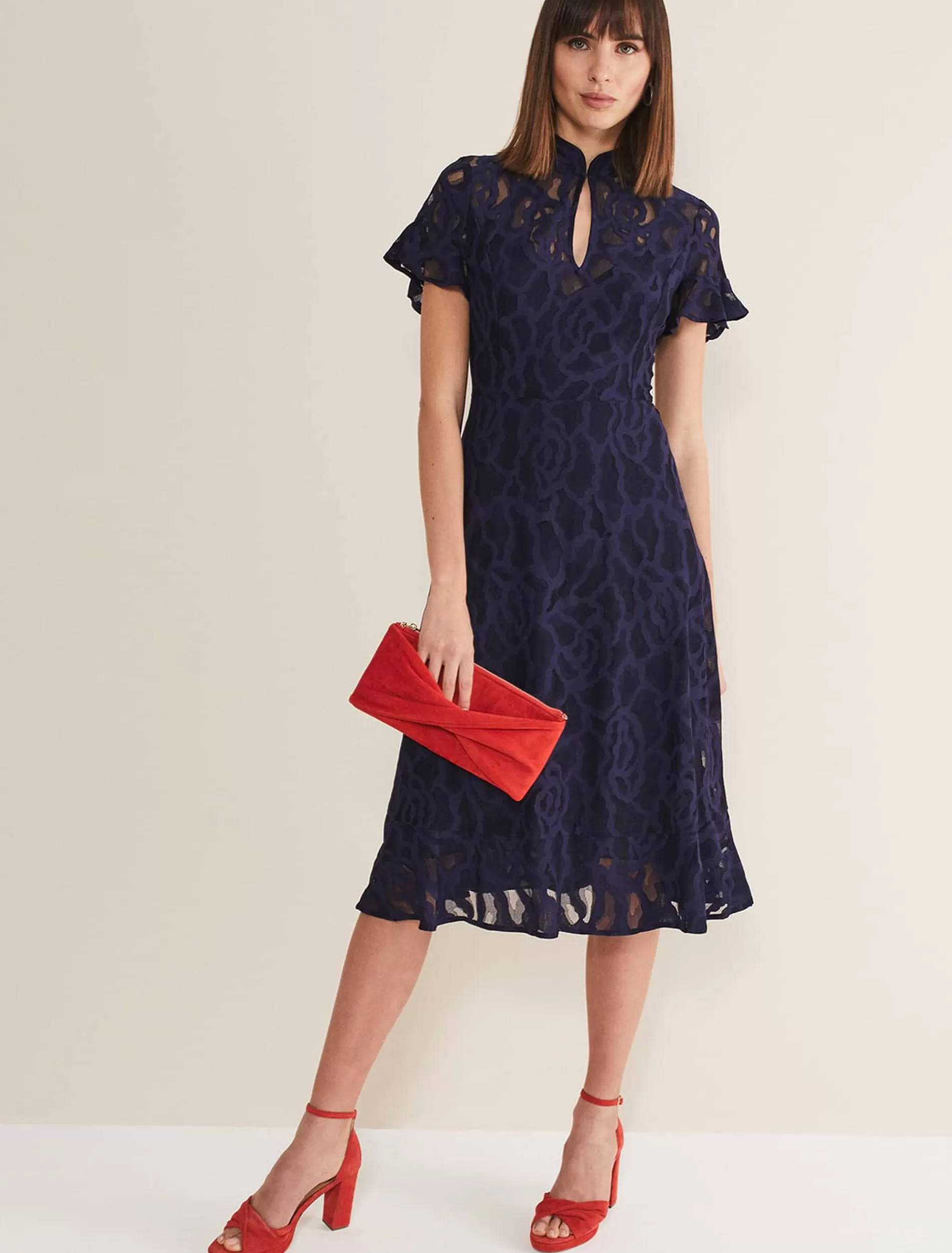 Phase Eight Lulu Lace Midi Dress Navy Cheap