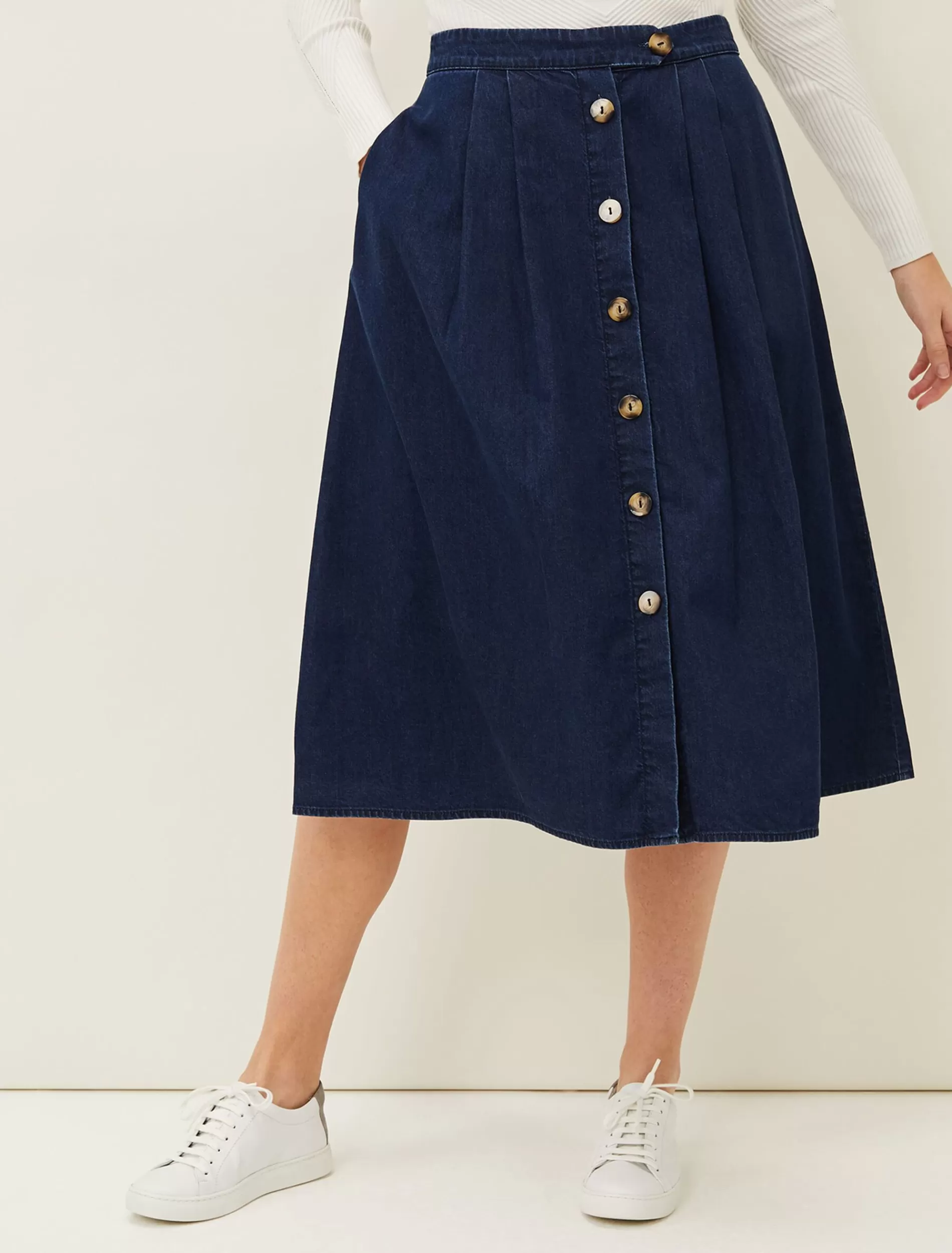 Phase Eight Lusia A- Line Denim Skirt Indigo Cheap