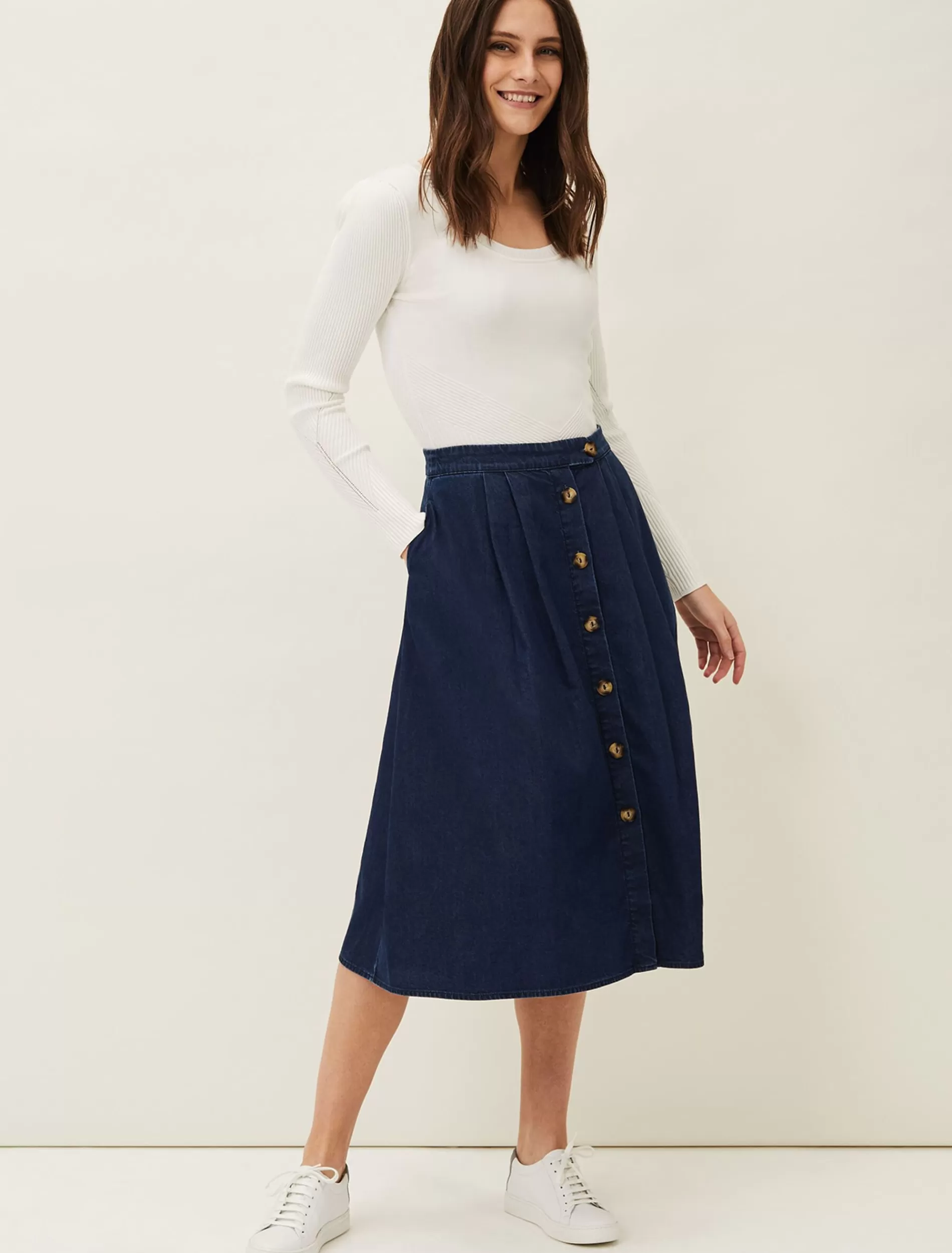 Phase Eight Lusia A- Line Denim Skirt Indigo Cheap