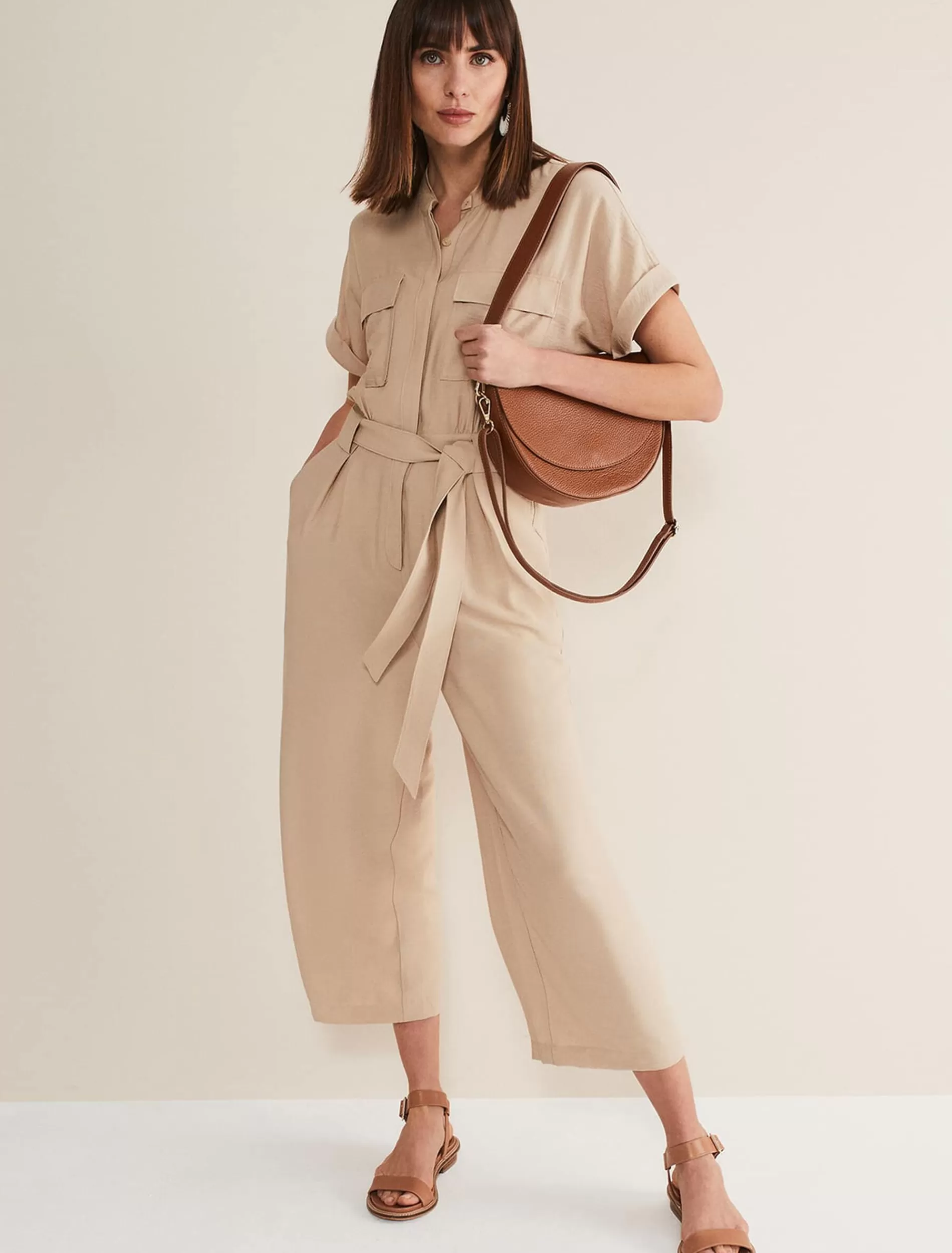 Phase Eight Lyla Belted Jumpsuit Stone Cheap