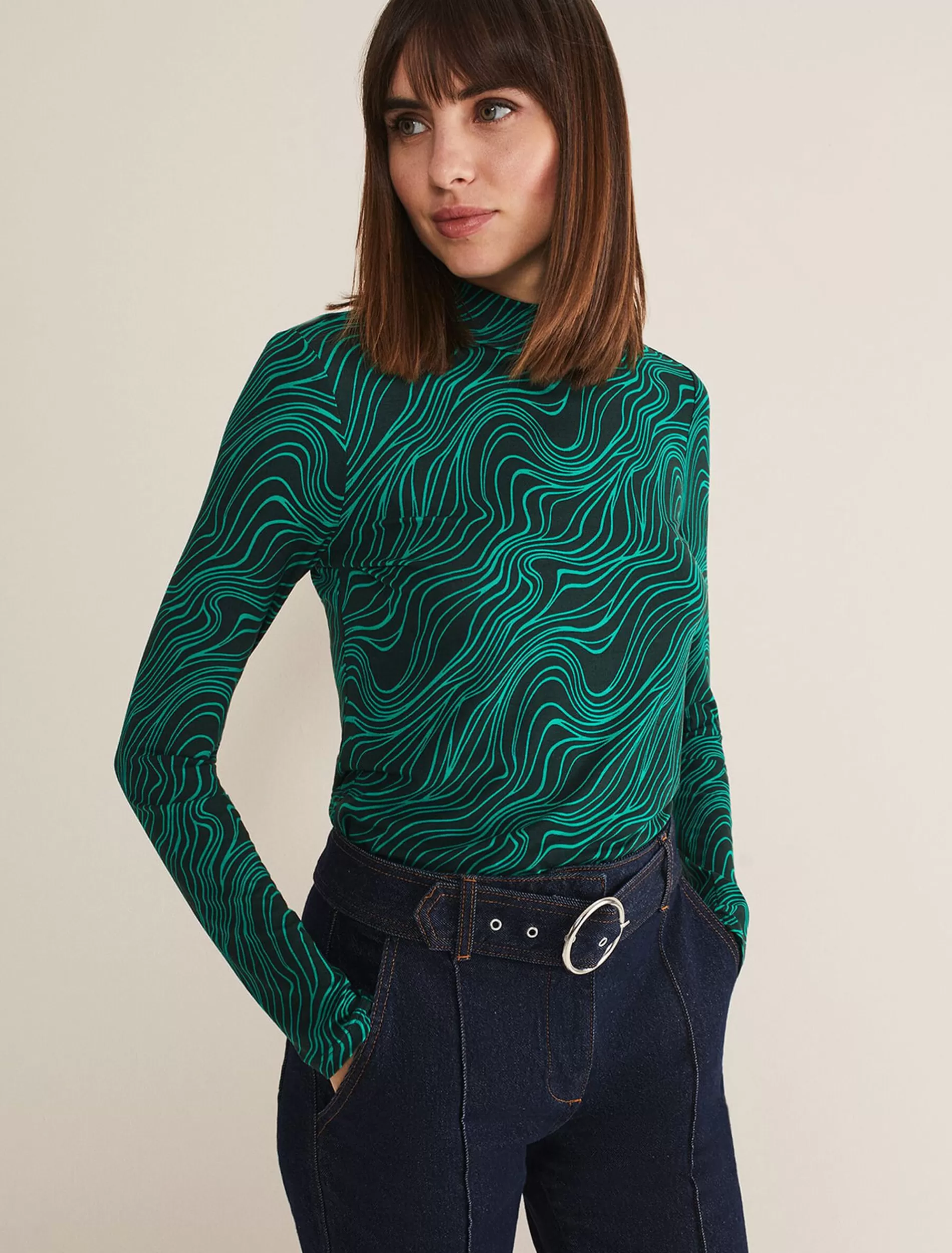 Phase Eight Macey High Neck Top Green Multi Best Sale