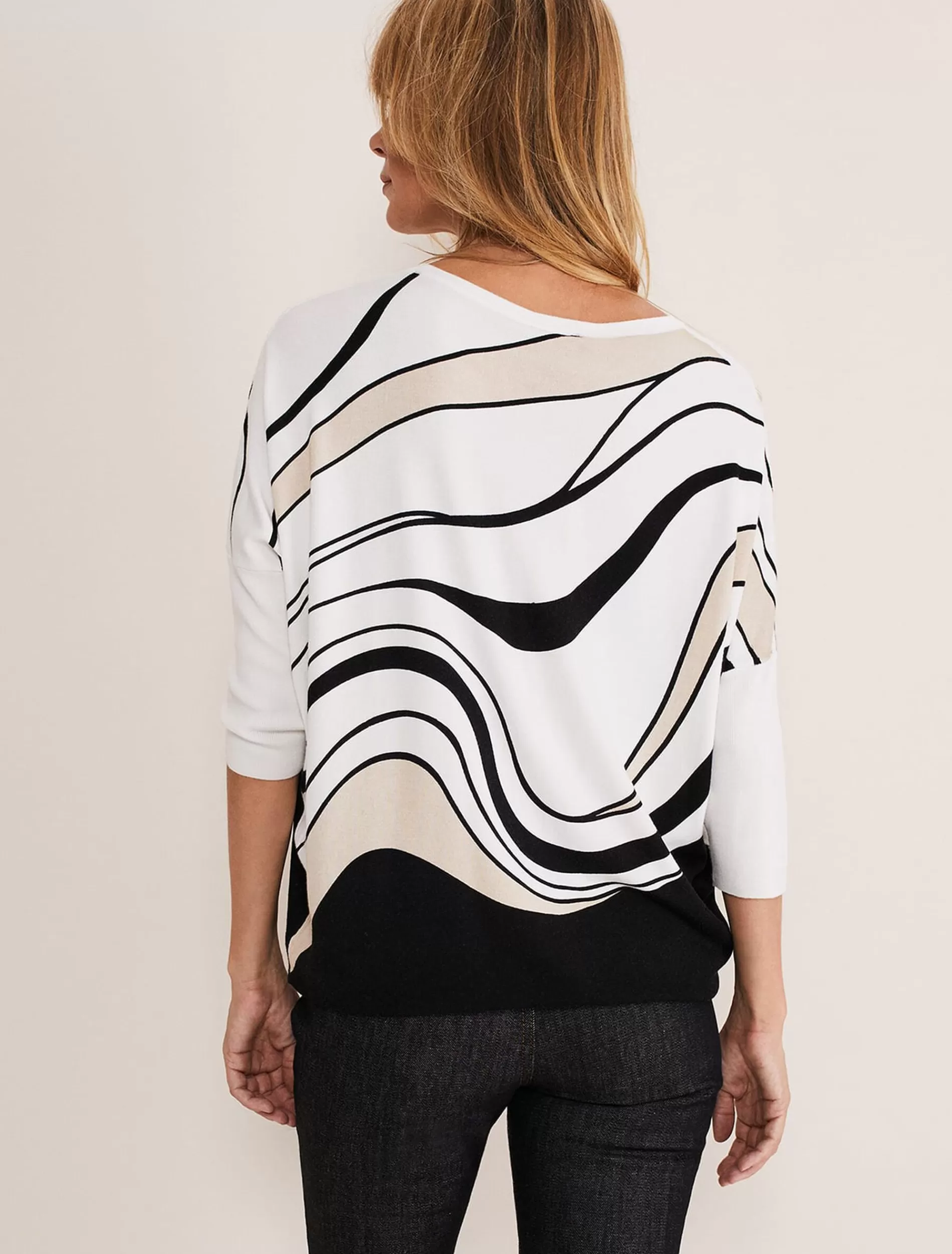 Phase Eight Macie Contour Longline Print Knit Ivory Multi Store