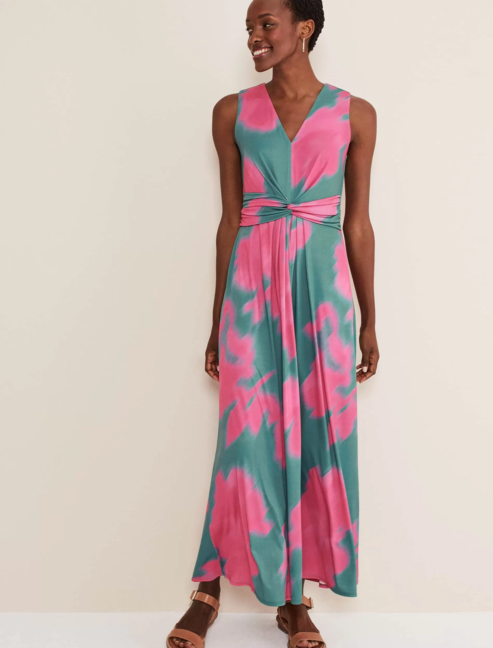 Phase Eight Madison Abstract Maxi Dress Pink/Green Fashion