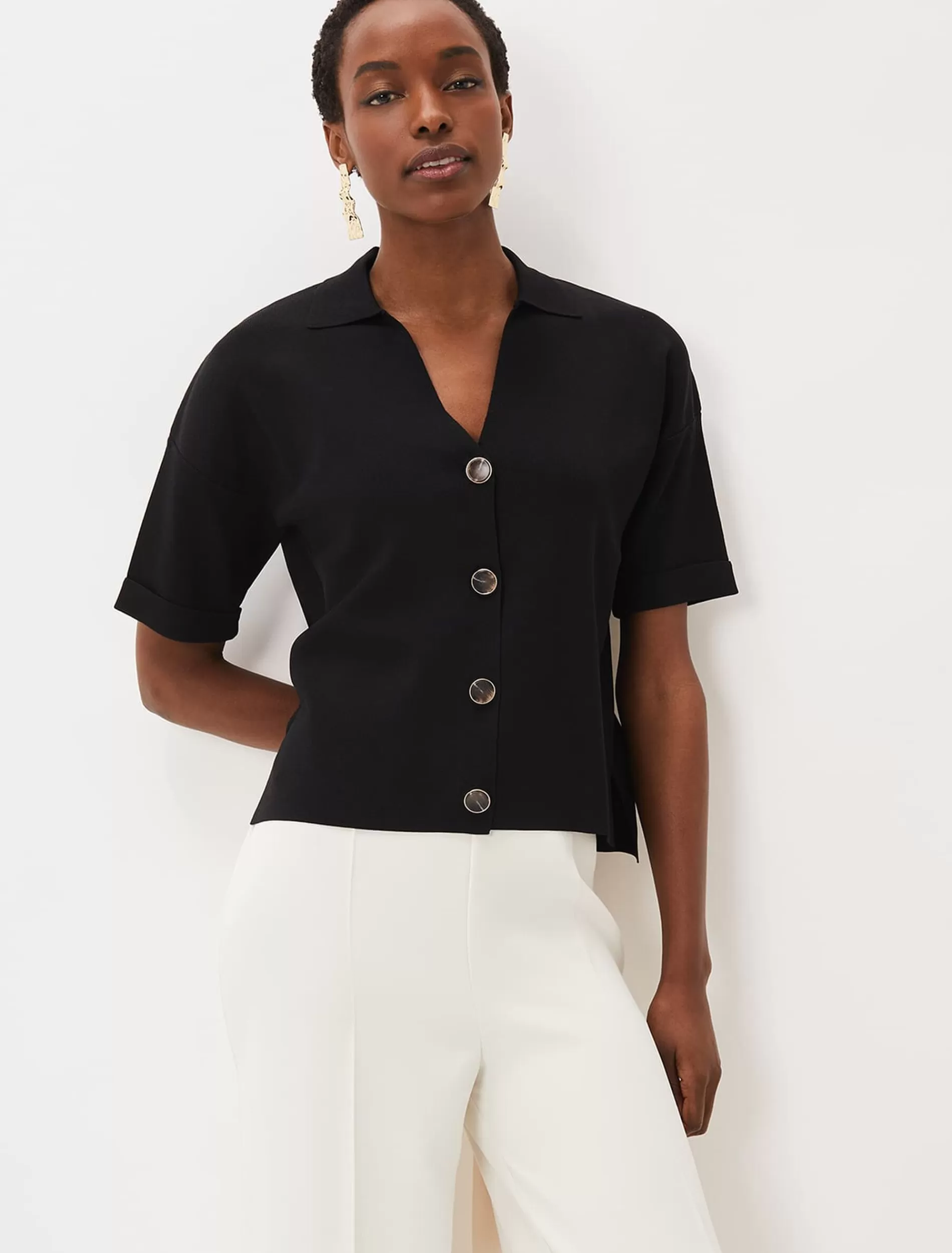 Phase Eight Mae Button Down Knit Black Cheap
