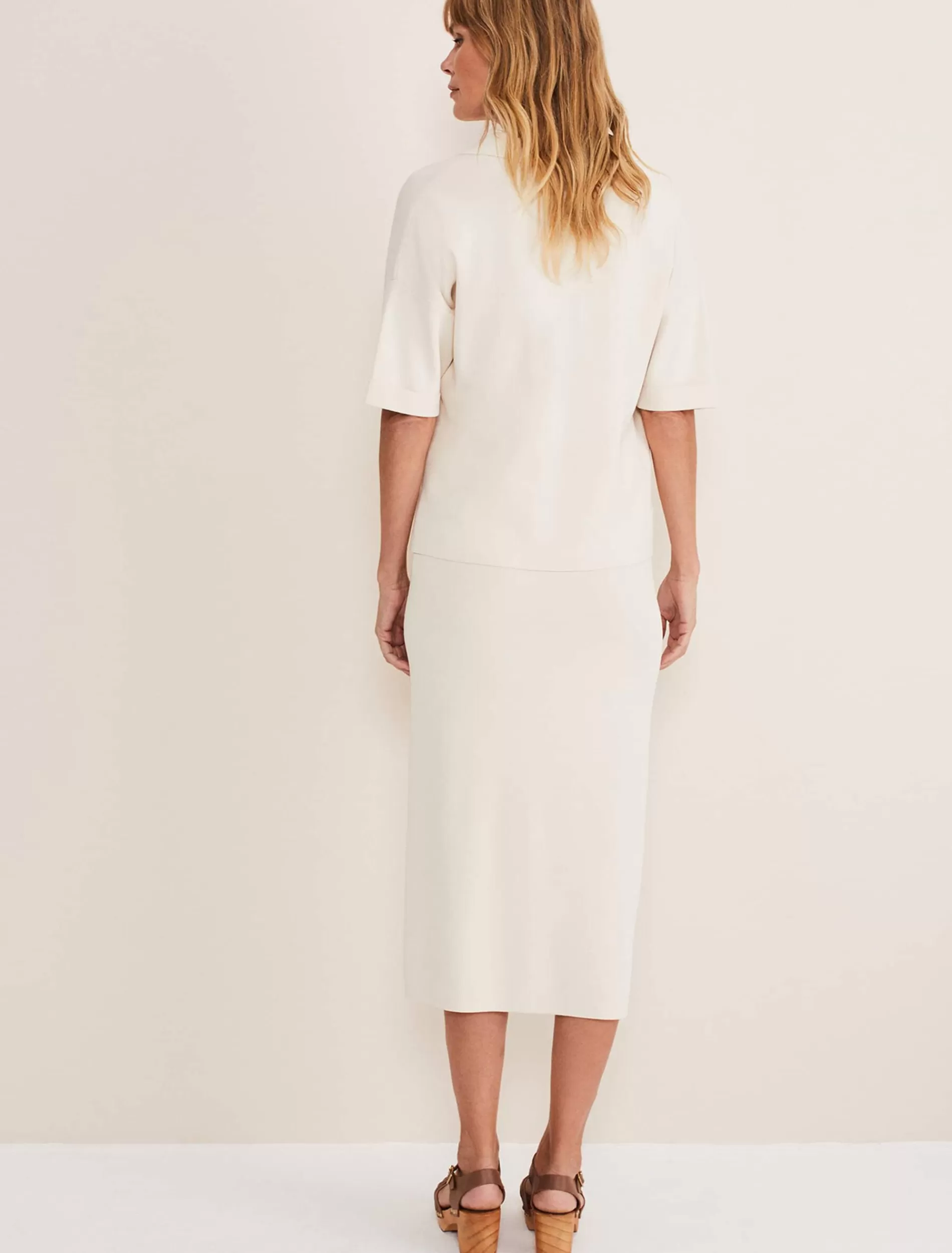 Phase Eight Mae Button Up Skirt Buttermilk New