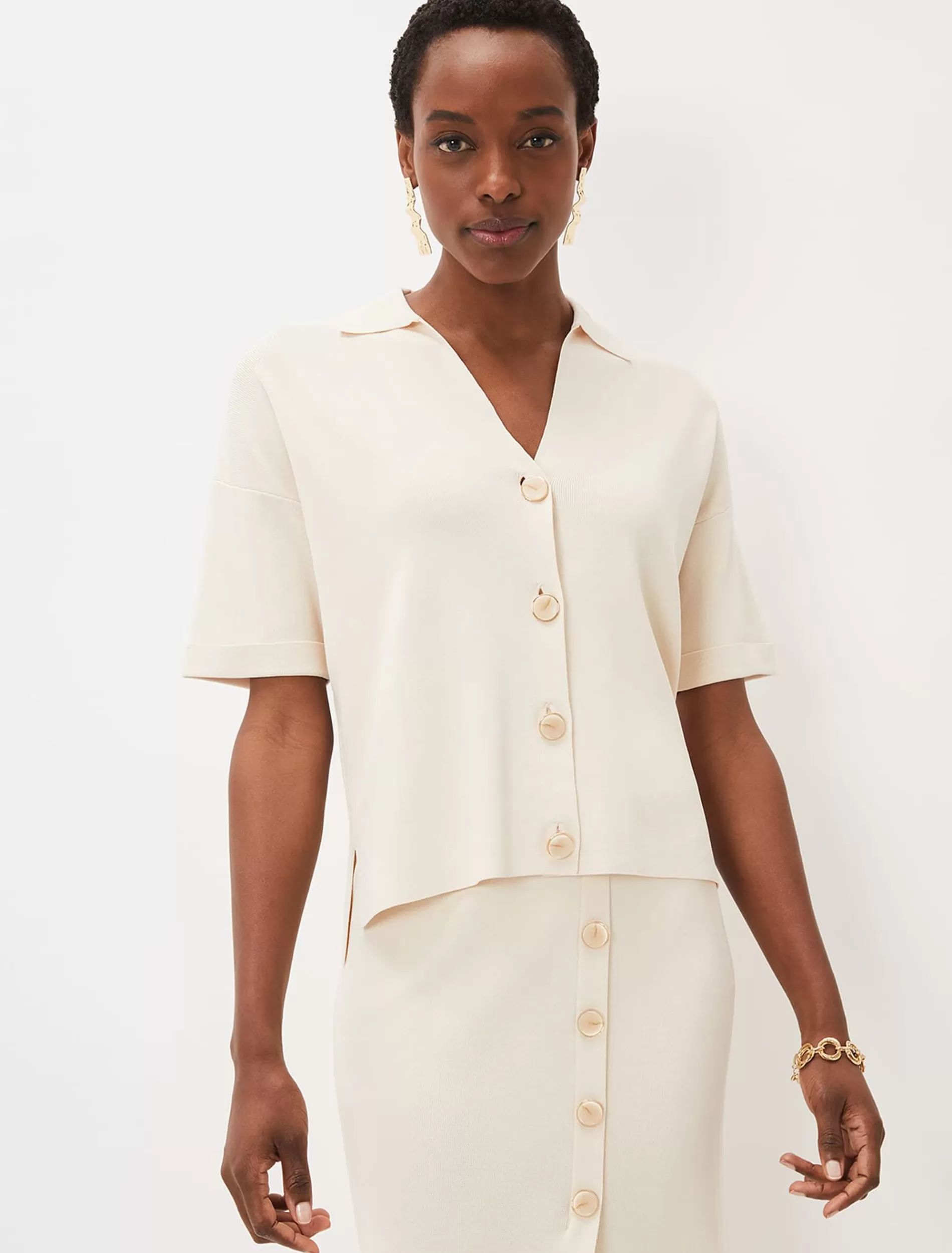 Phase Eight Mae T-Shirt Button Knit Buttermilk Shop