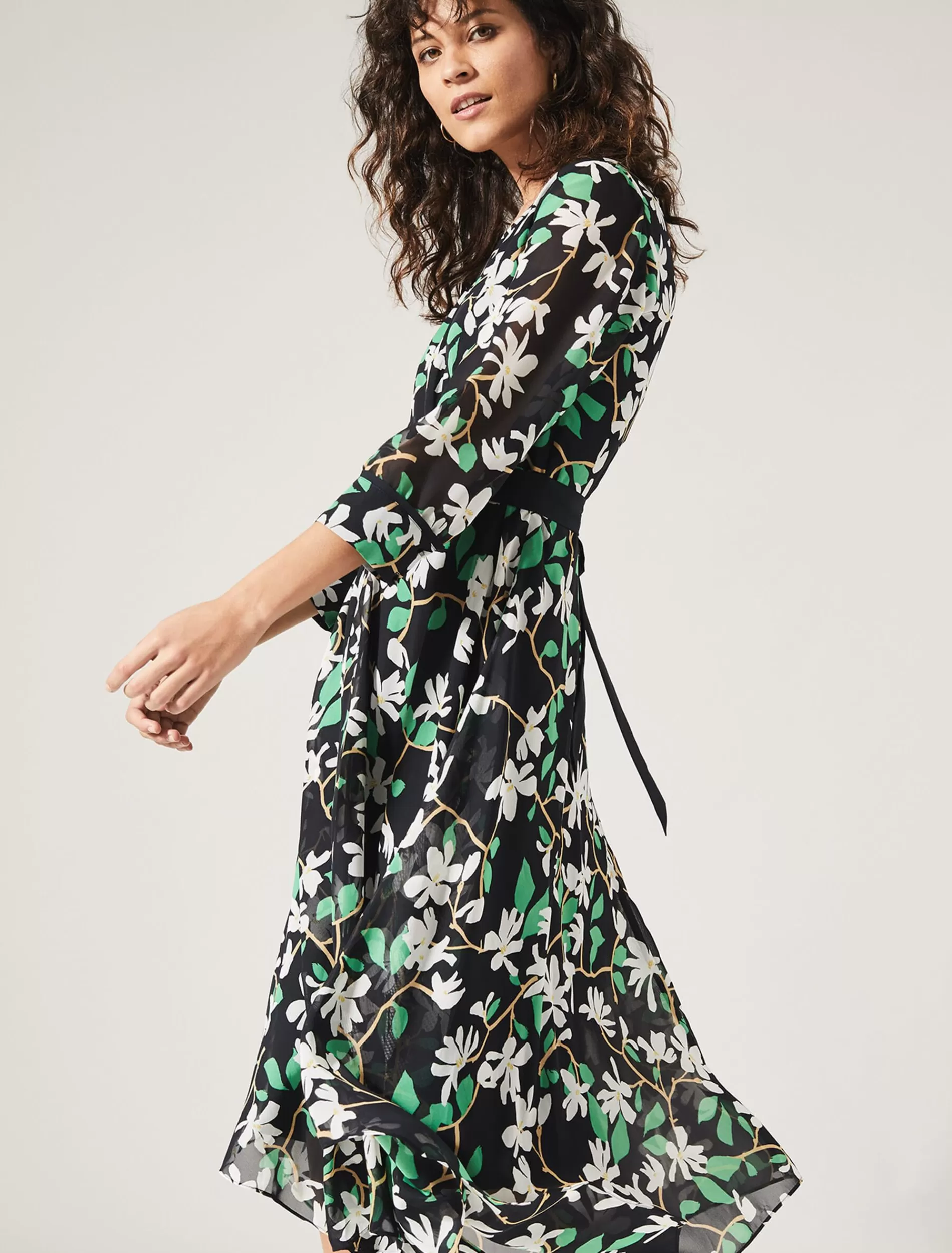 Phase Eight Magnolia Dress Navy/Green Clearance