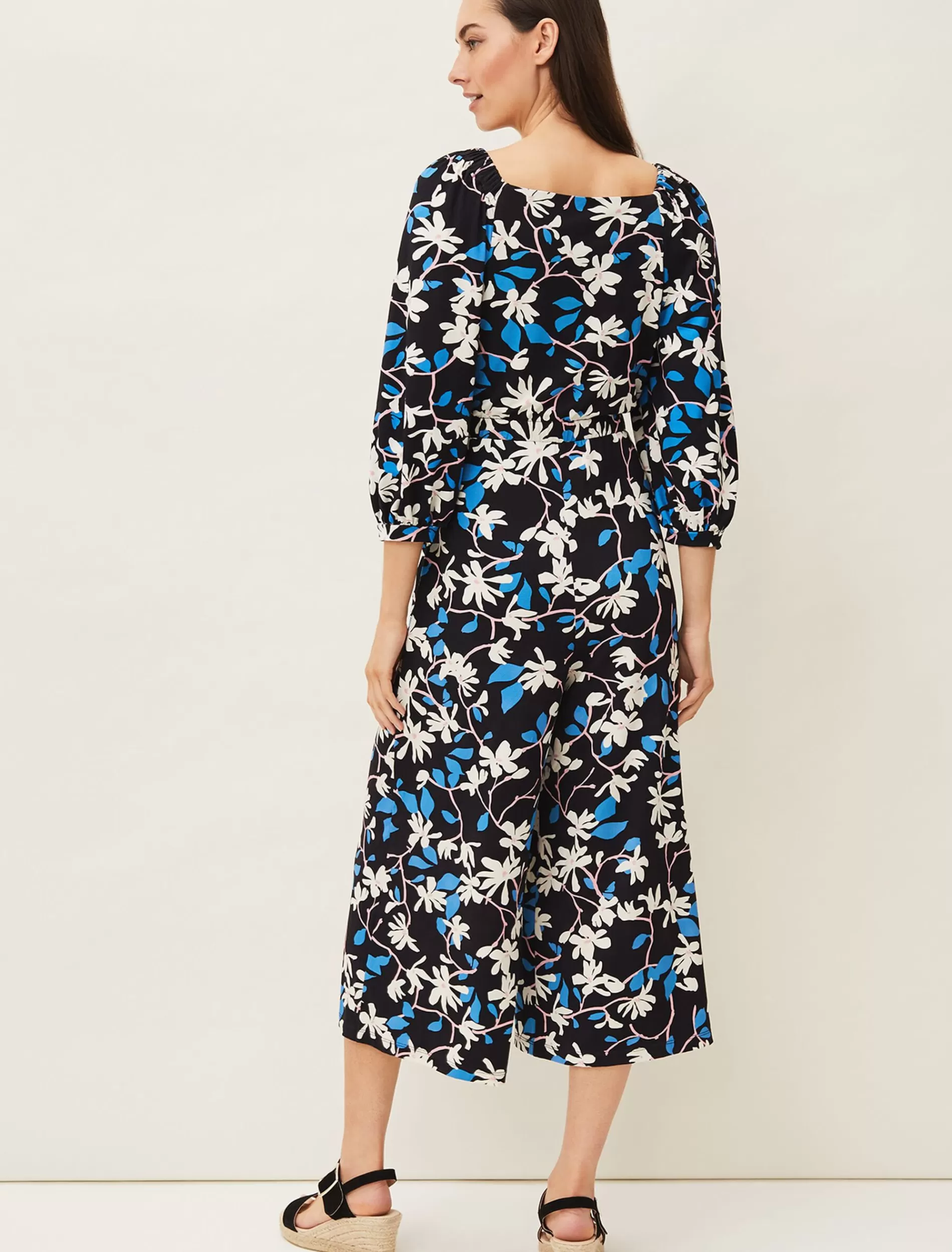 Phase Eight Magnolia Floral Jersey Jumpsuit Navy/Multi Outlet